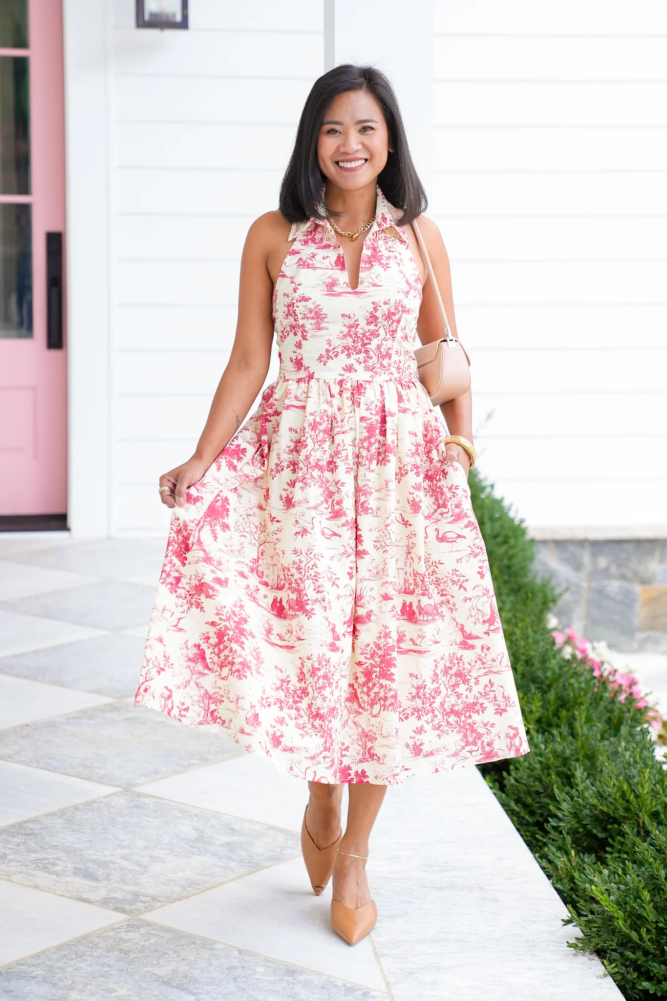 Nature Print Halter Neck Midi Dress - Image 5