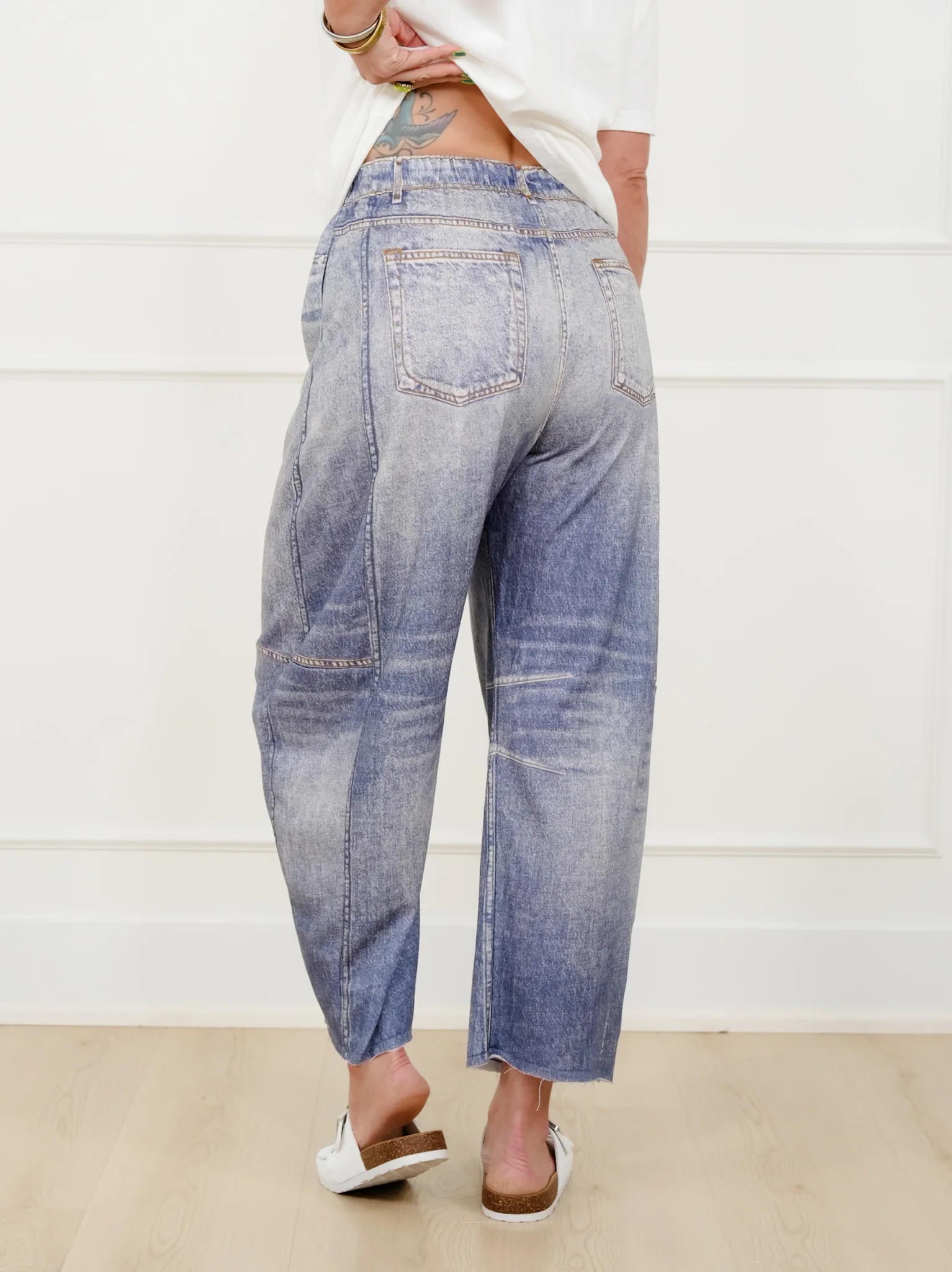 Restock! Plus/Reg Acid Print Elastic Waist Barrel Pants - Image 3