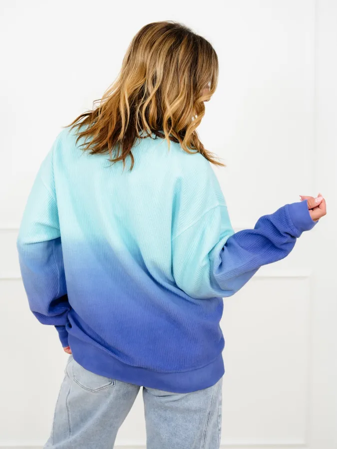 Plus/Reg Dip Dyed Corded Long Sleeve Pullover Top - Image 12