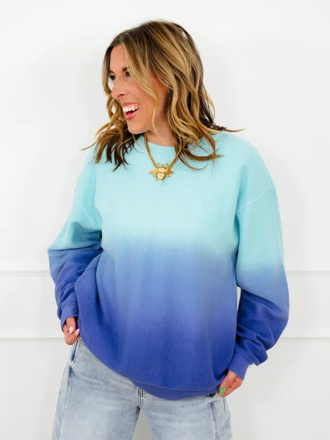 Plus/Reg Dip Dyed Corded Long Sleeve Pullover Top - Image 13