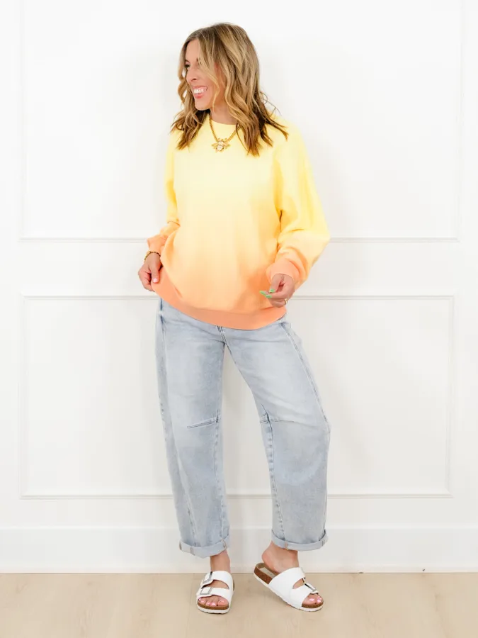 Plus/Reg Dip Dyed Corded Long Sleeve Pullover Top - Image 14