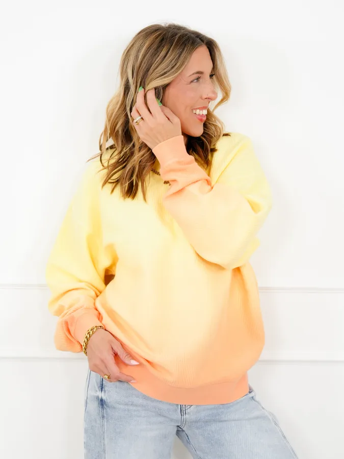 Plus/Reg Dip Dyed Corded Long Sleeve Pullover Top - Image 15