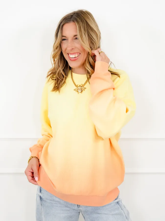 Plus/Reg Dip Dyed Corded Long Sleeve Pullover Top - Image 16