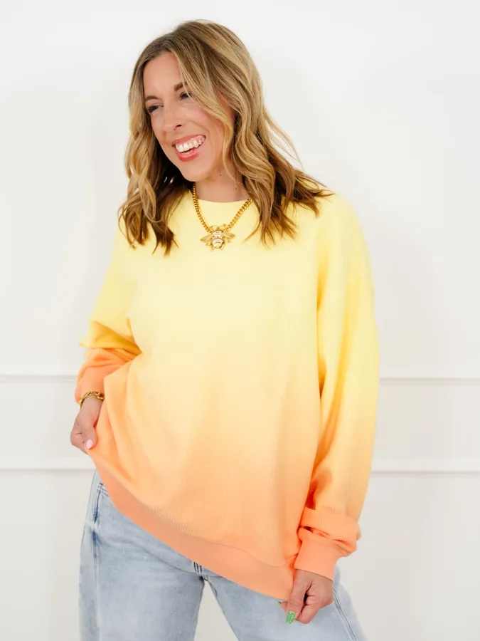 Plus/Reg Dip Dyed Corded Long Sleeve Pullover Top - Image 19