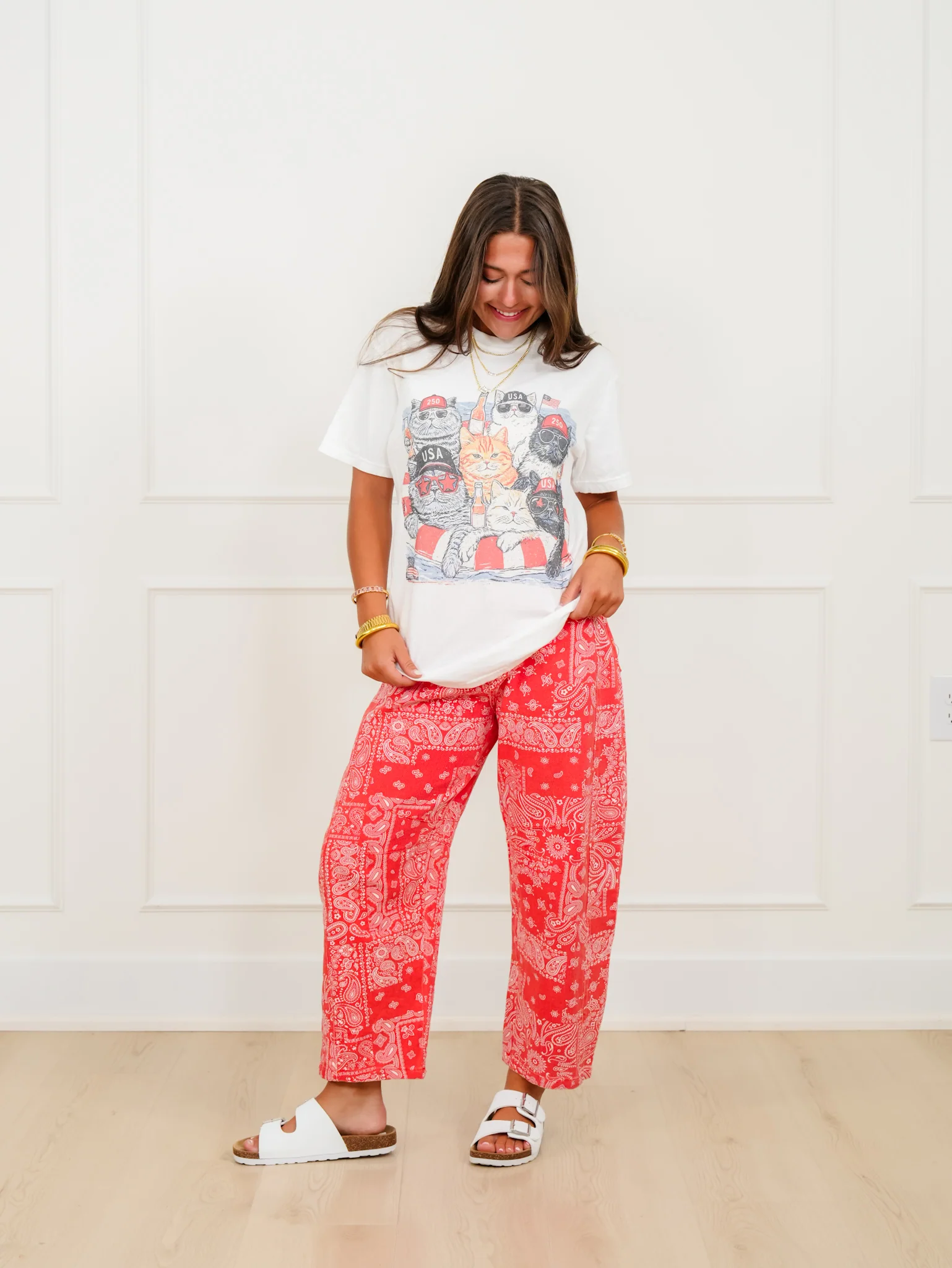 Plus/Reg Short Sleeve American Cats Graphic Tee - Image 4