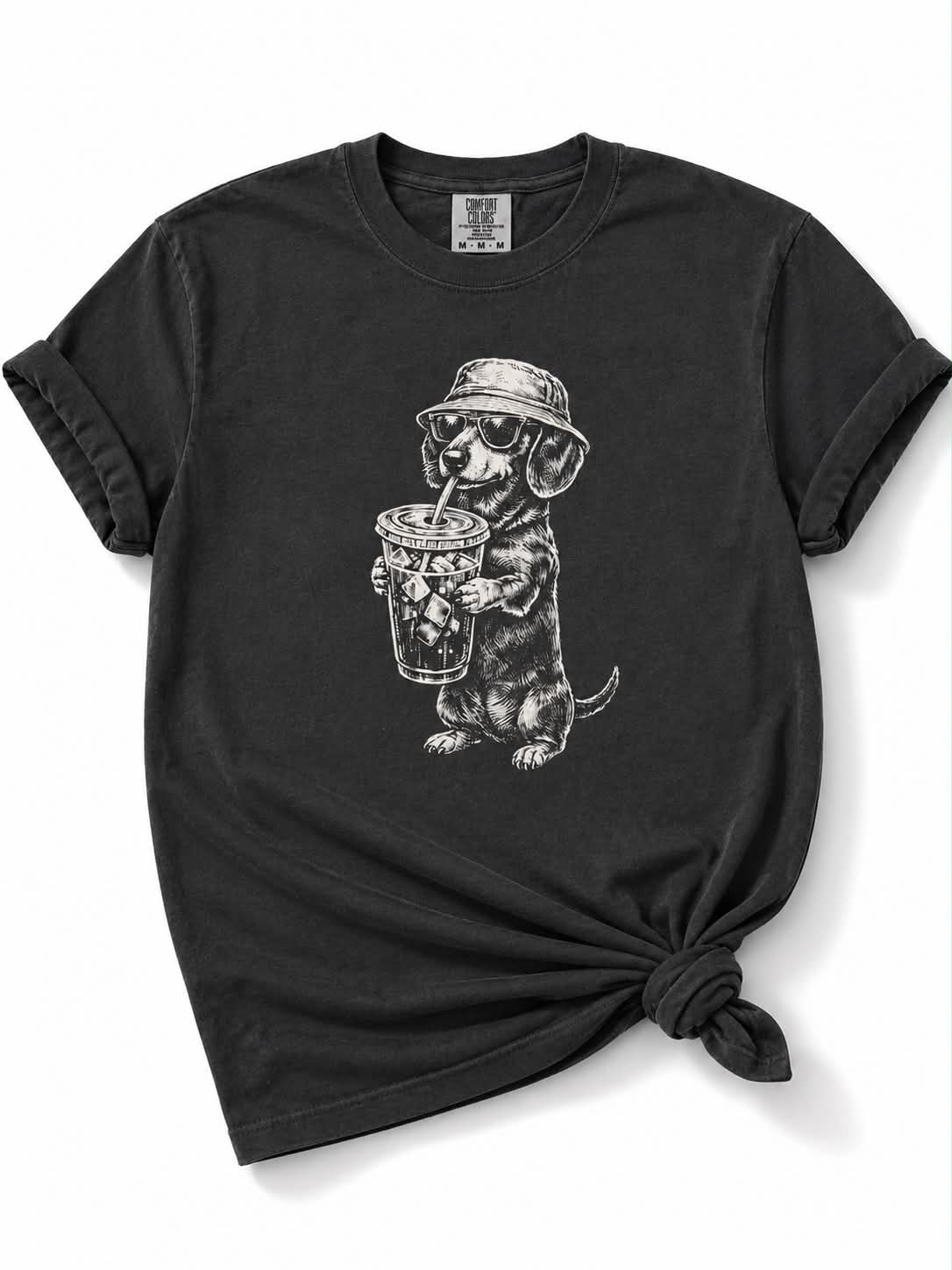 Plus/Reg Short Sleeve Iced Coffee Weenie Dog Graphic Tee