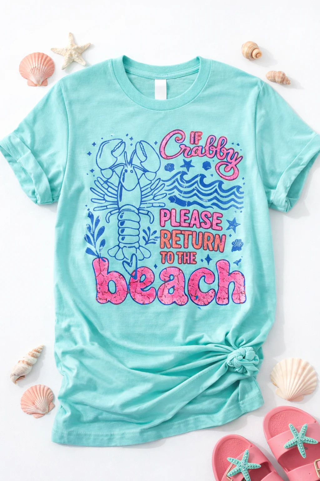 Plus/Reg Short Sleeve Mint "If Crabby..." Graphic Tee