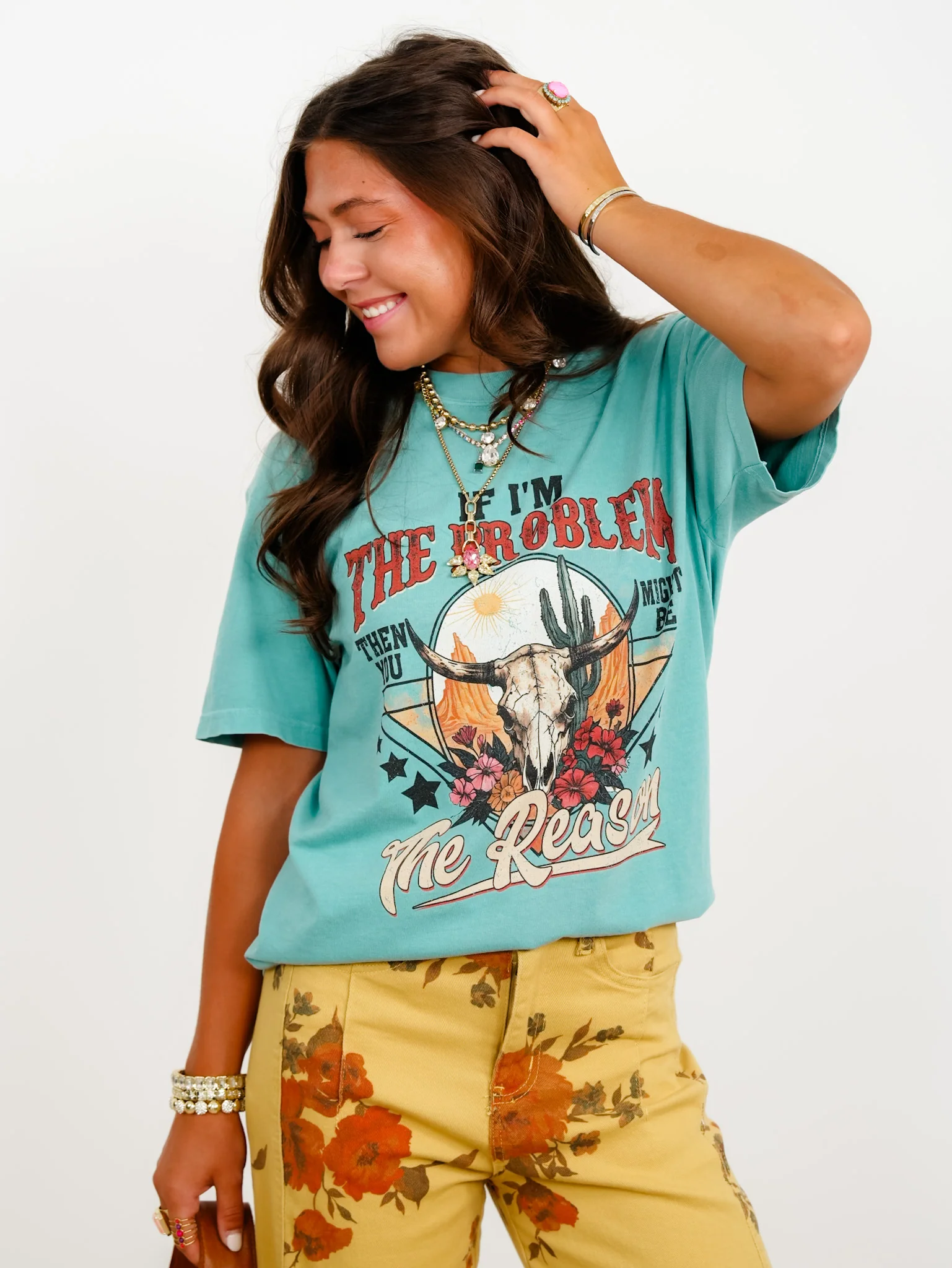 Plus/Reg Short Sleeve "If I'm The Problem" Western Graphic Tee