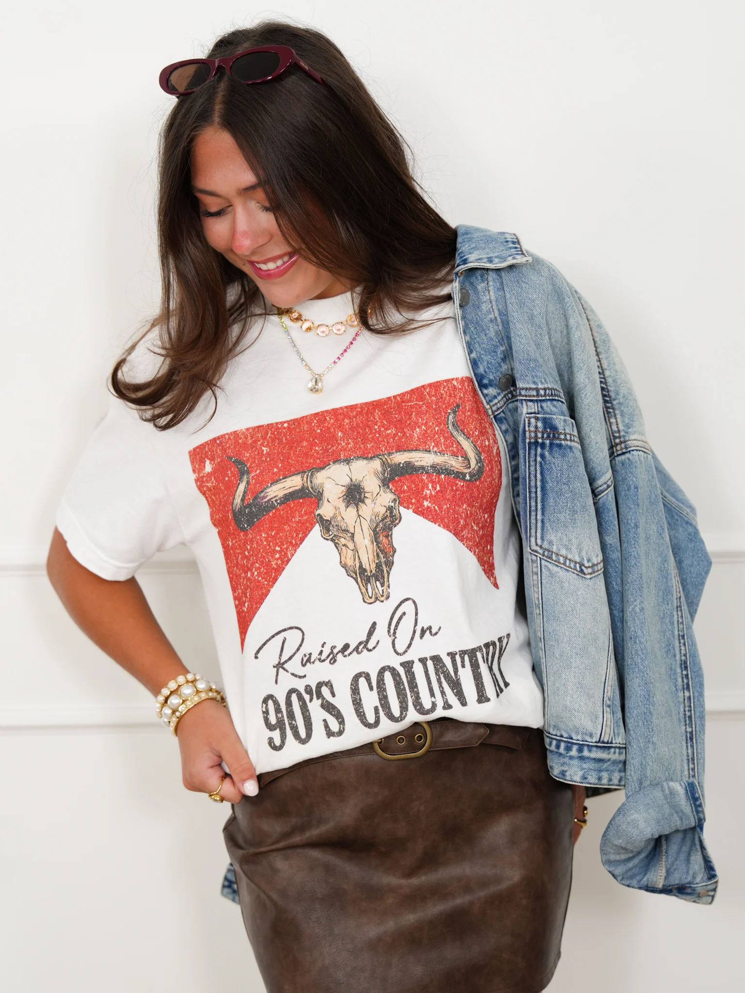 Plus/Reg Short Sleeve Longhorn Raised On 90's Country Graphic Tee