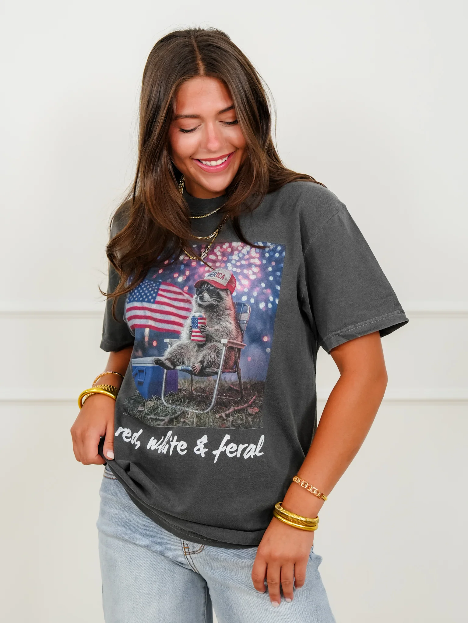 Plus/Reg Short Sleeve "Red, White & Feral" Graphic Tee