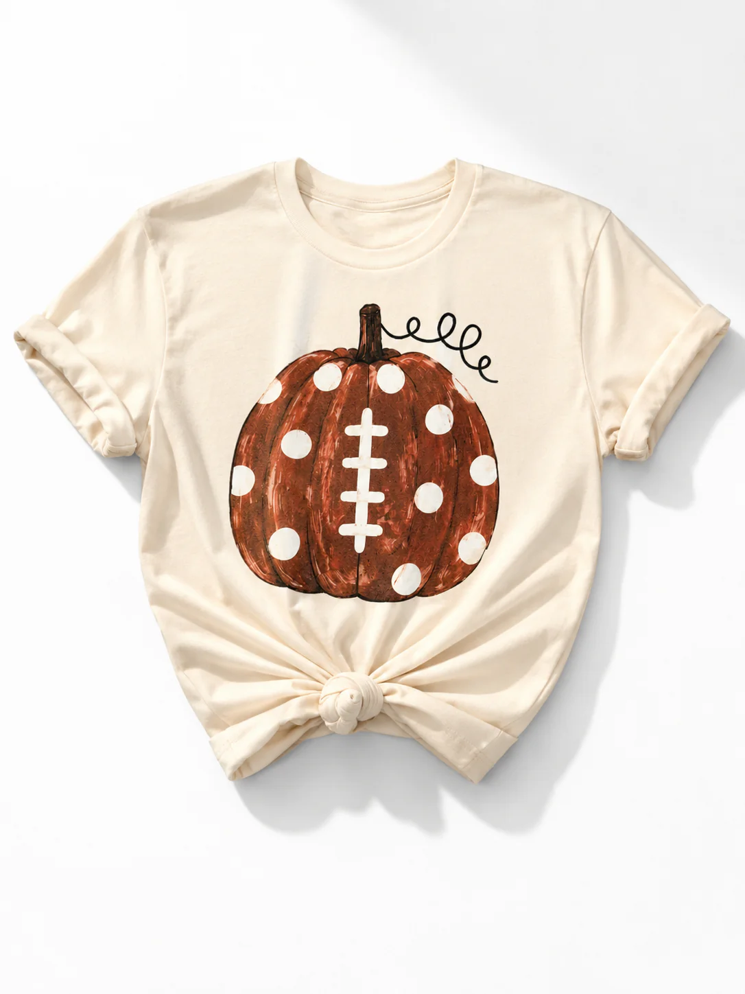 Plus/Reg Short Sleeve Spotted Football Pumpkin Graphic Tee