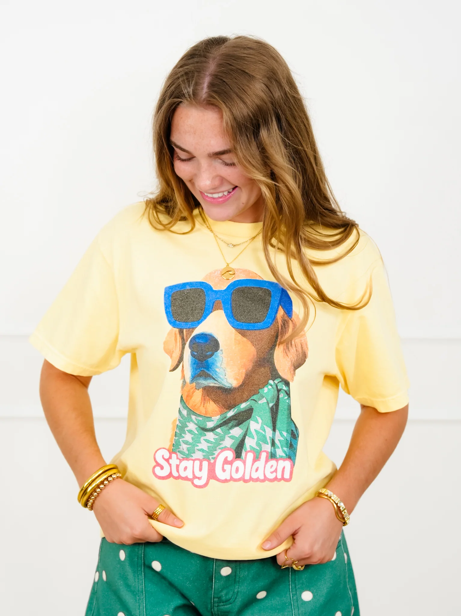 Plus/Reg Short Sleeve "Stay Golden" Graphic Tee - Image 3