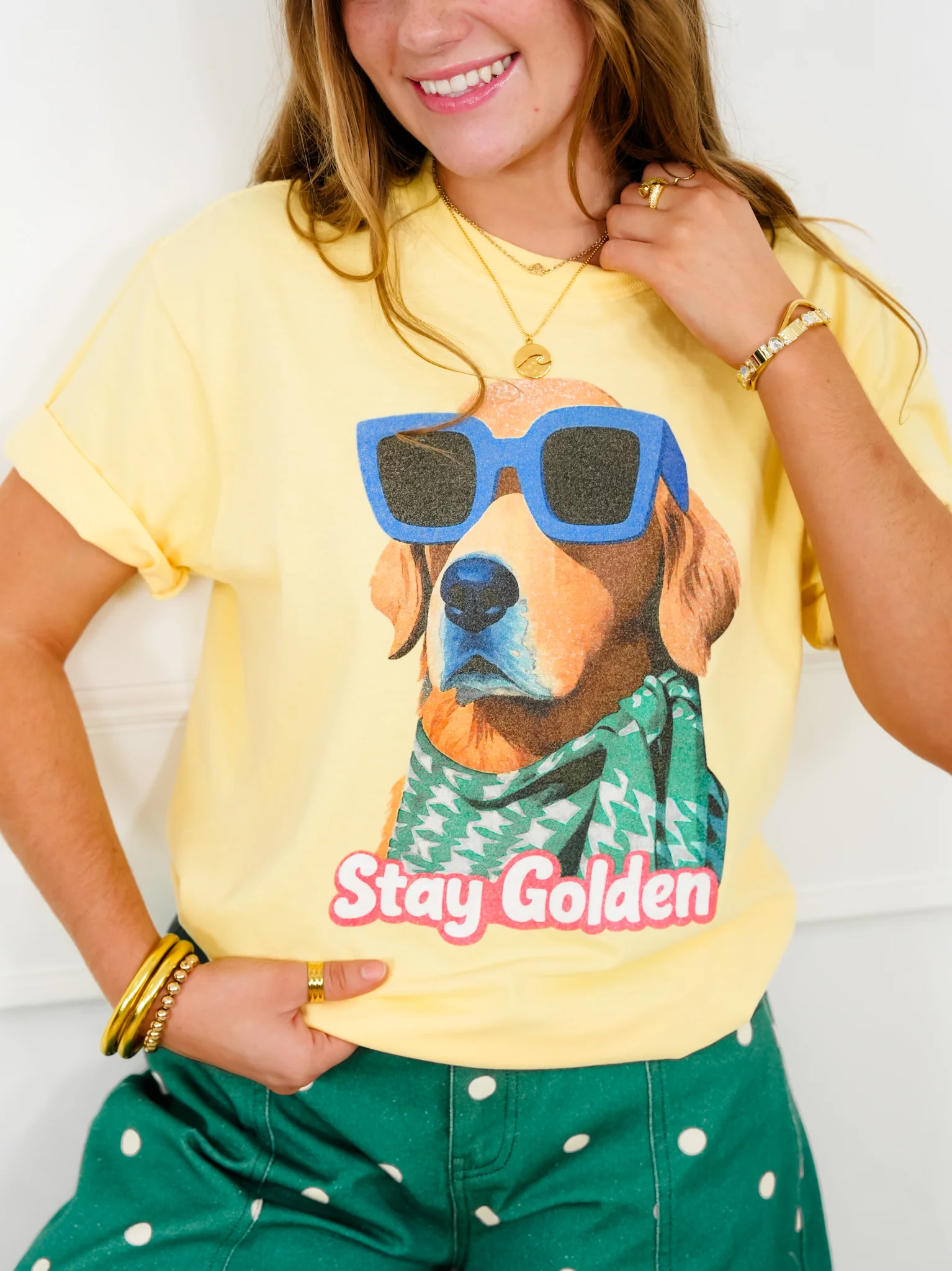 Plus/Reg Short Sleeve "Stay Golden" Graphic Tee - Image 4