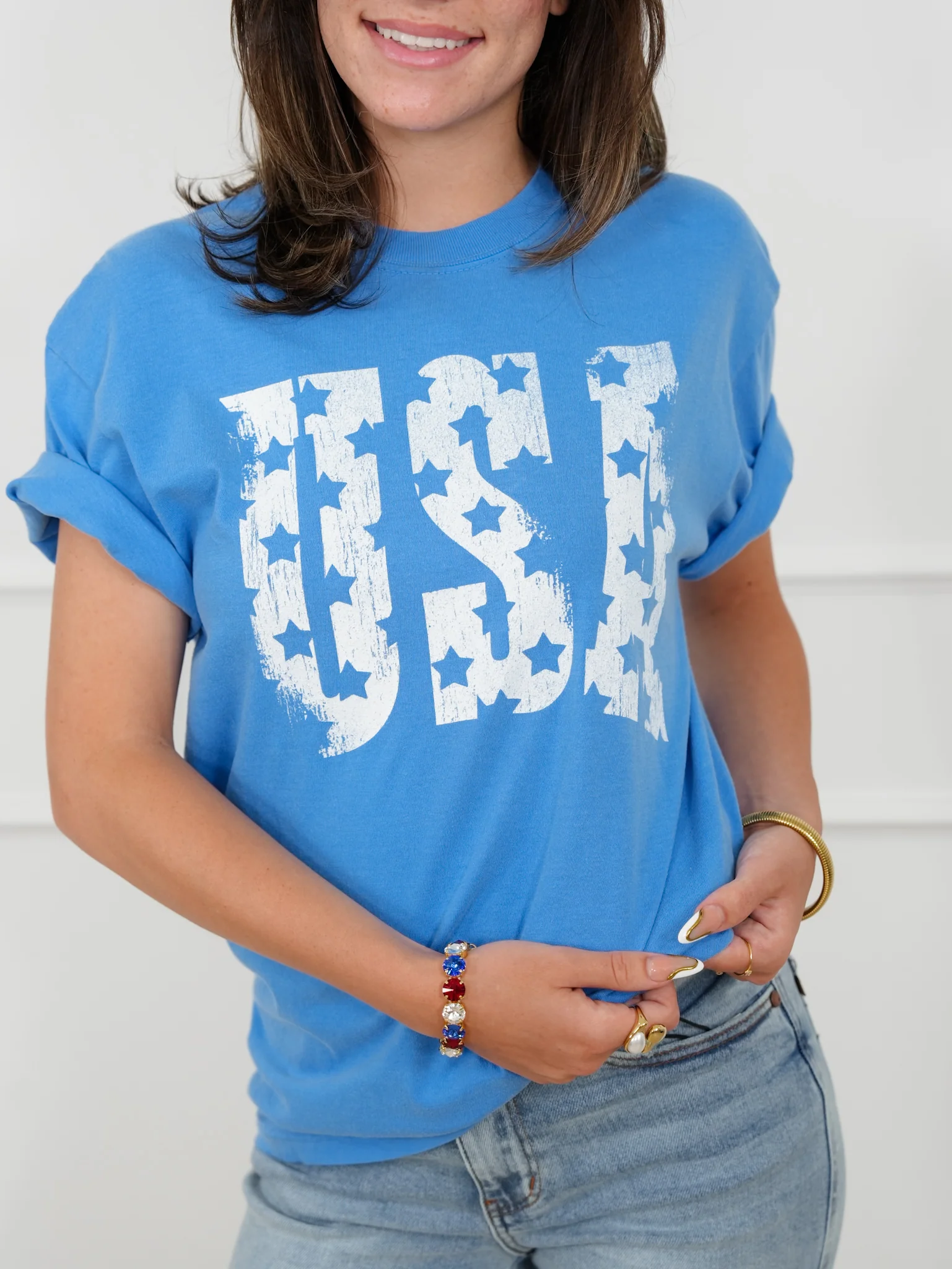 Plus/Reg Short Sleeve "USA" Graphic Tee