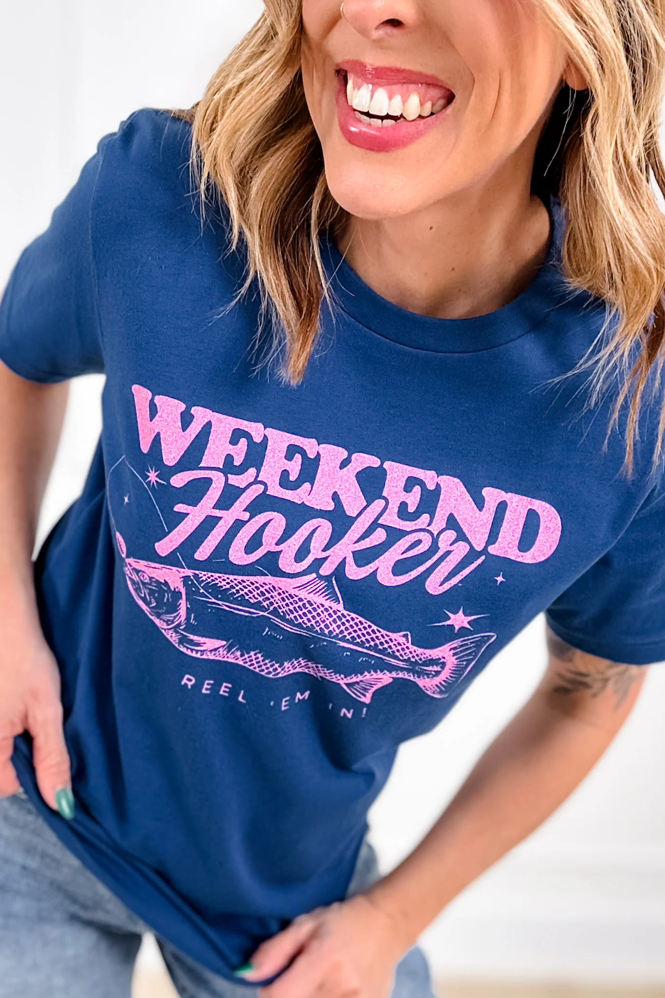 Plus/Reg Short Sleeve Royal Blue "Weekend Hooker" Graphic Tee - Image 2