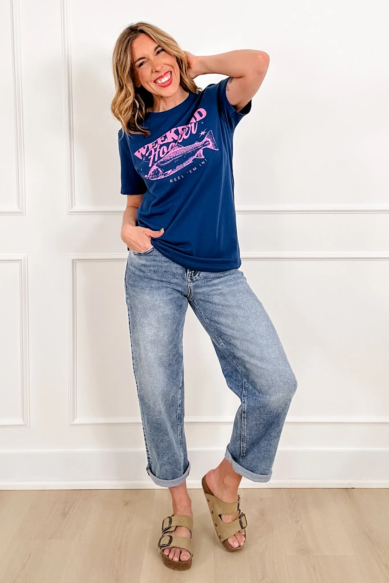 Plus/Reg Short Sleeve Royal Blue "Weekend Hooker" Graphic Tee - Image 3