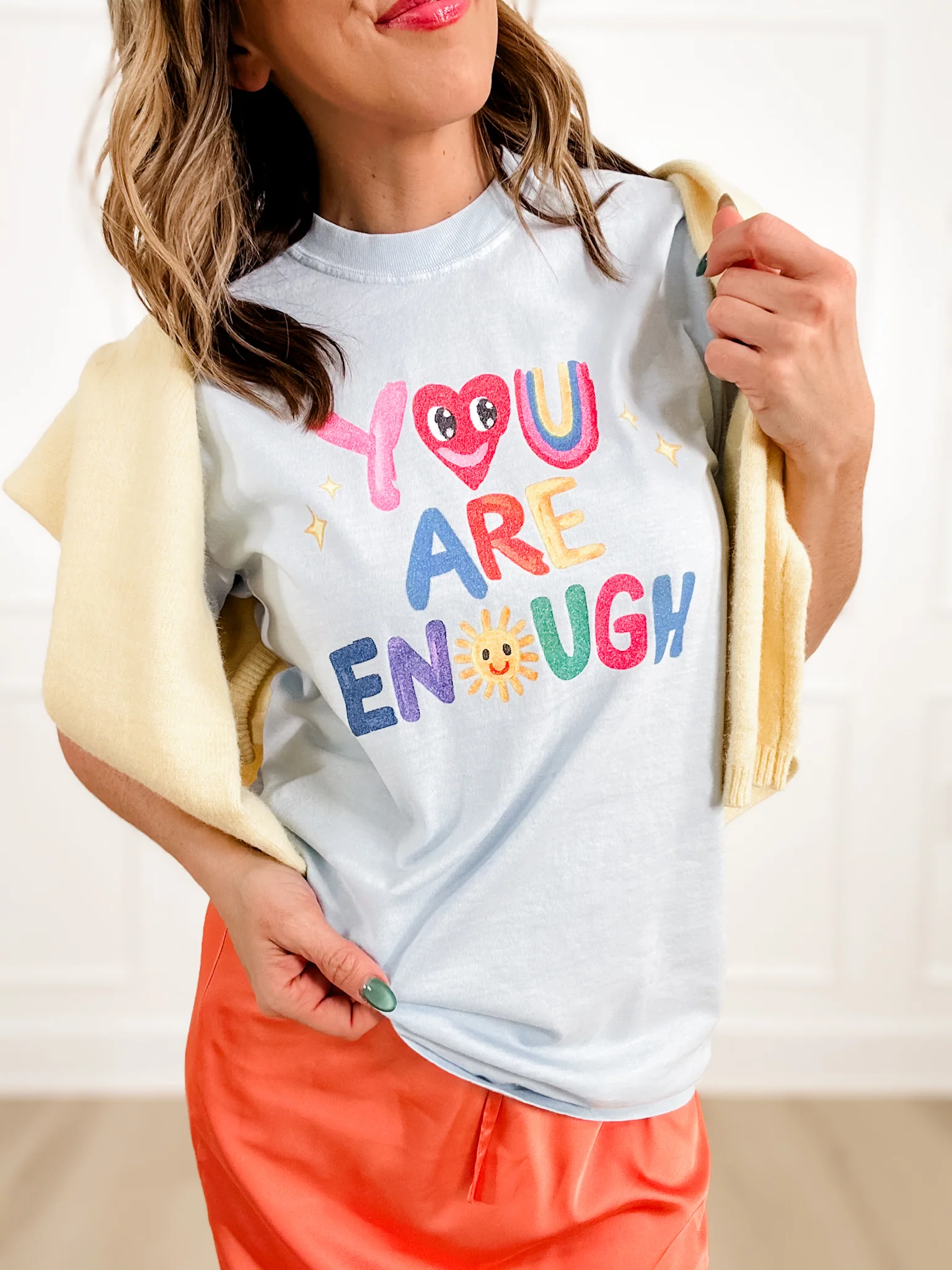 Plus/Reg Short Sleeve Whimsical "You Are Enough" Graphic Tee