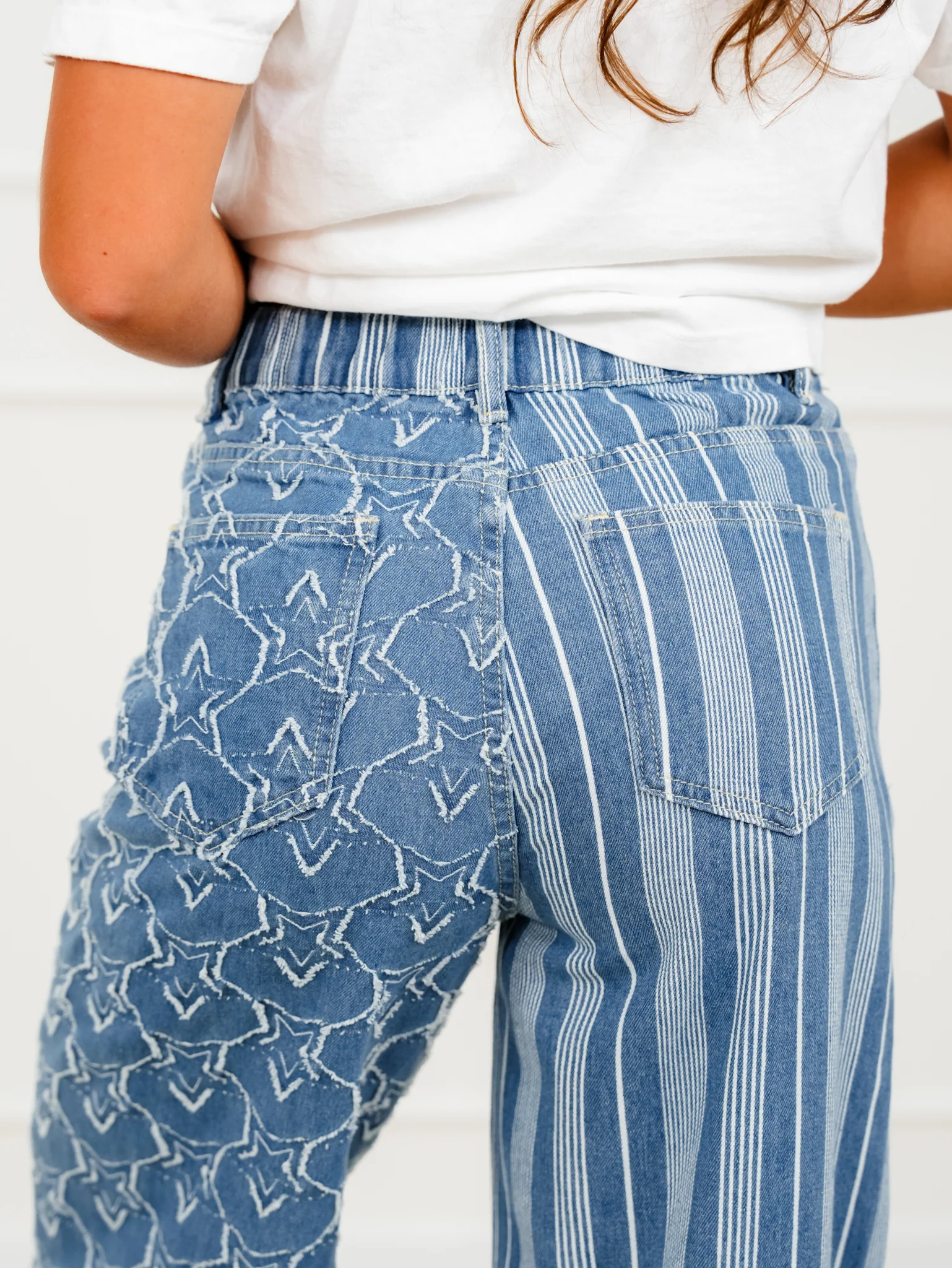 Plus/Reg Stars and Stripes High Rise Straight Leg Pants - Image 6