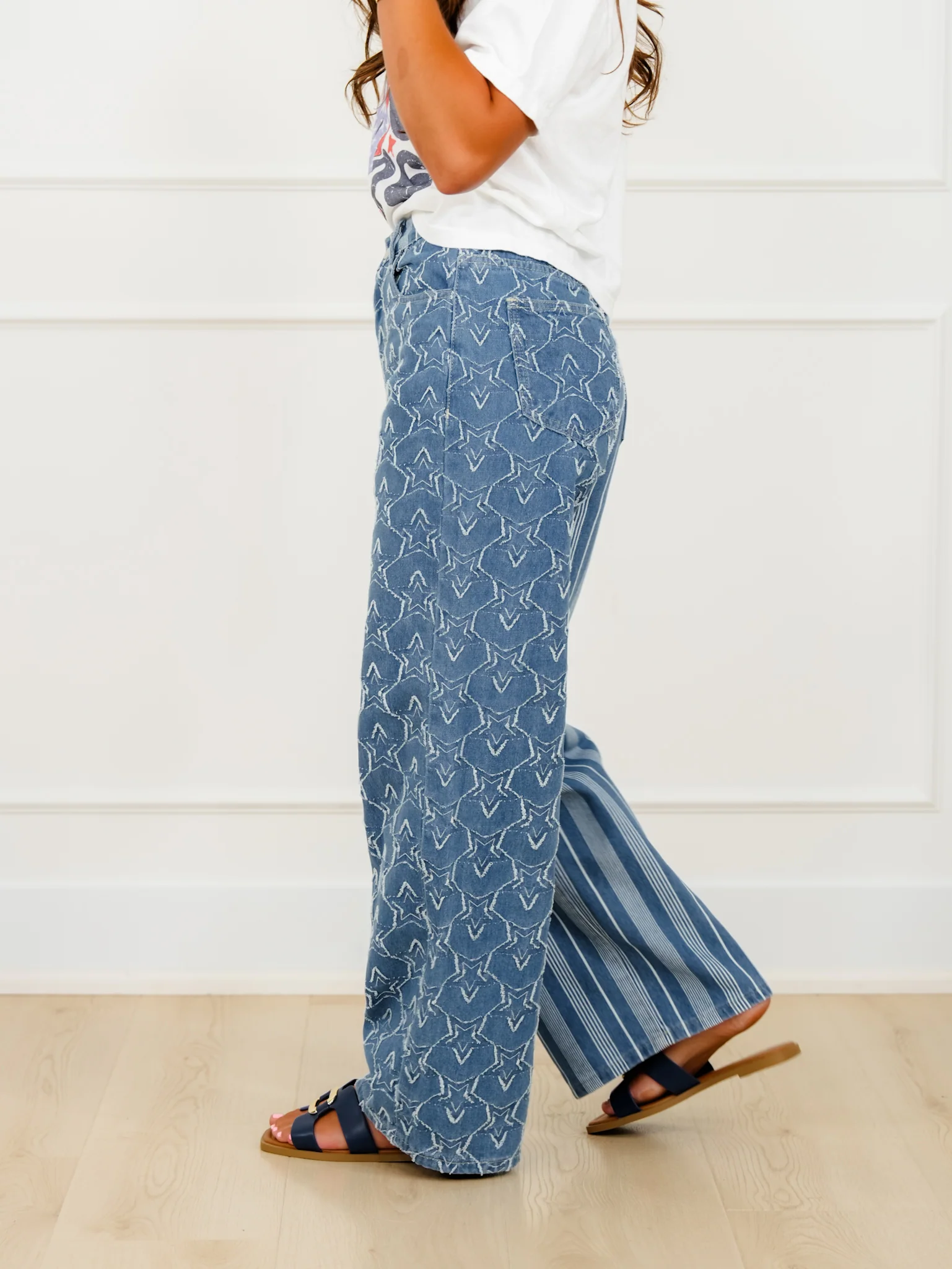 Plus/Reg Stars and Stripes High Rise Straight Leg Pants - Image 7