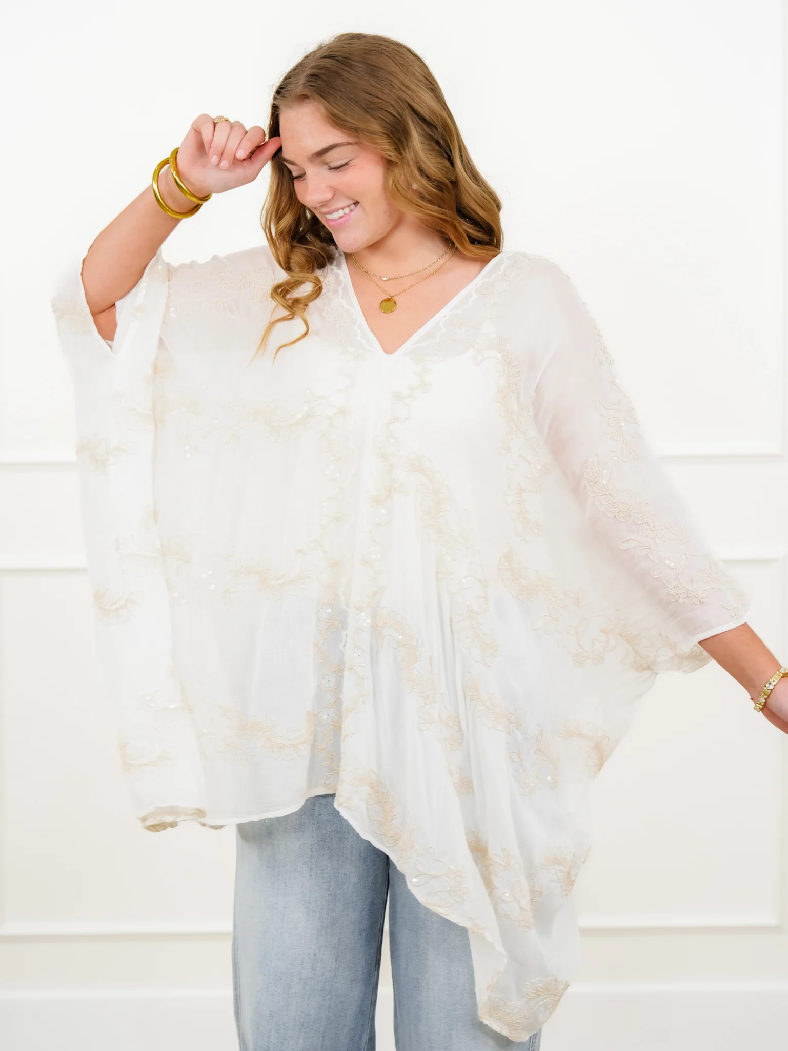 POL Embroidered V-Neck Kimono Top - Image 6