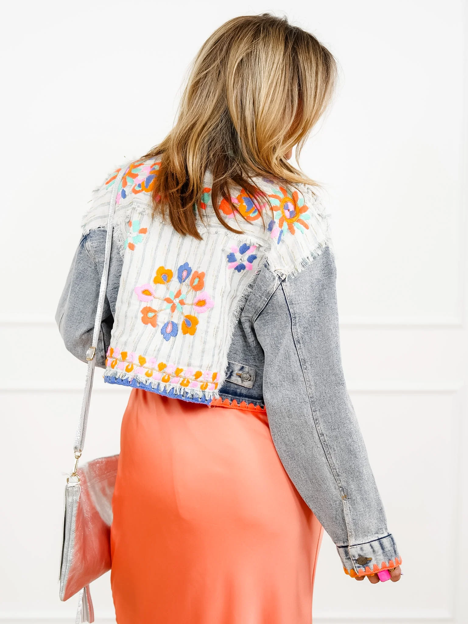 POL Flower Embroidered Long Sleeve Button Up Jacket - Image 5