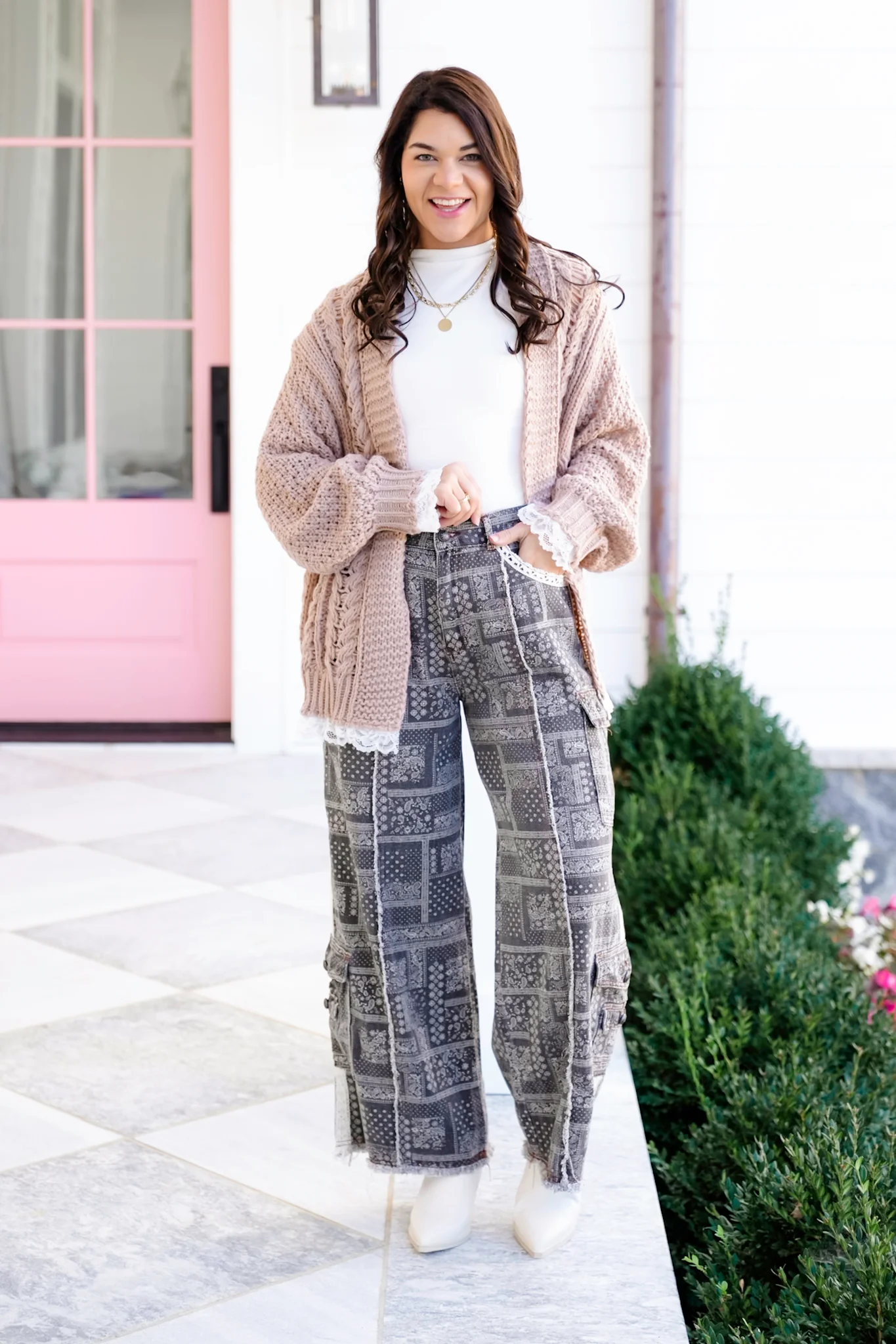 POL Paisley Print Relaxed Fit Wide Leg Pants - Image 2