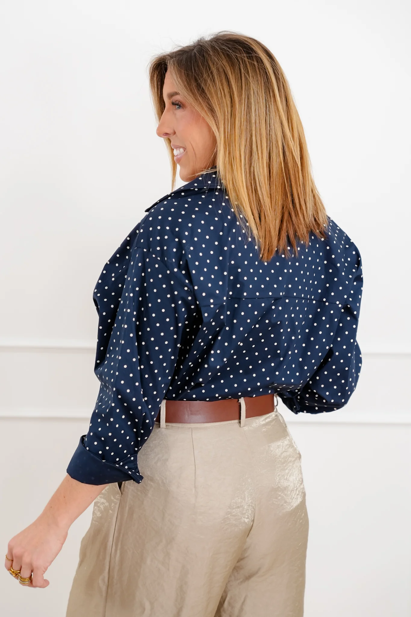 Polka Dot Long Sleeve Button Down Shirt - Image 8