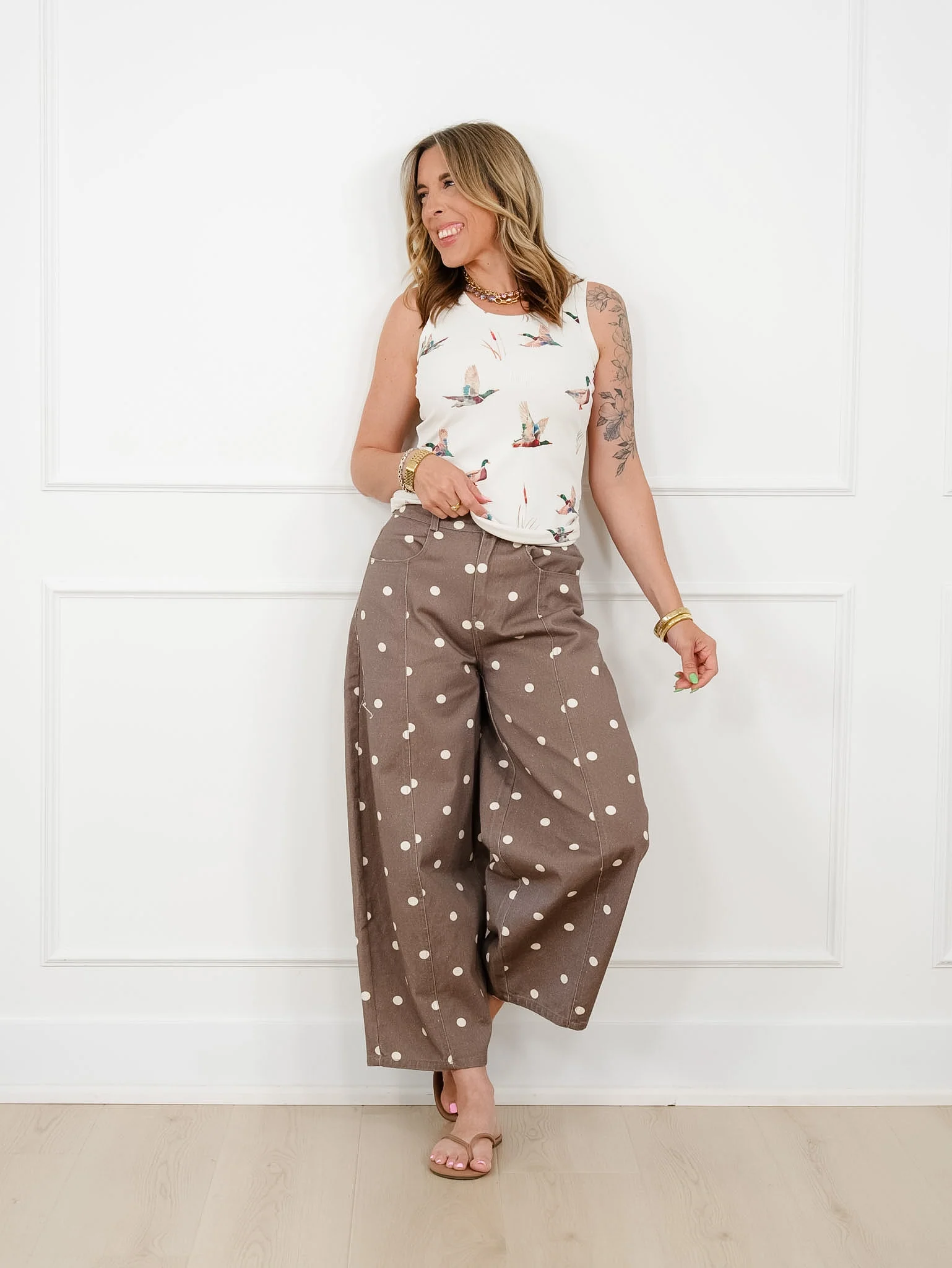 Restock! Polka Dot Print Wide Leg Pants - Image 8