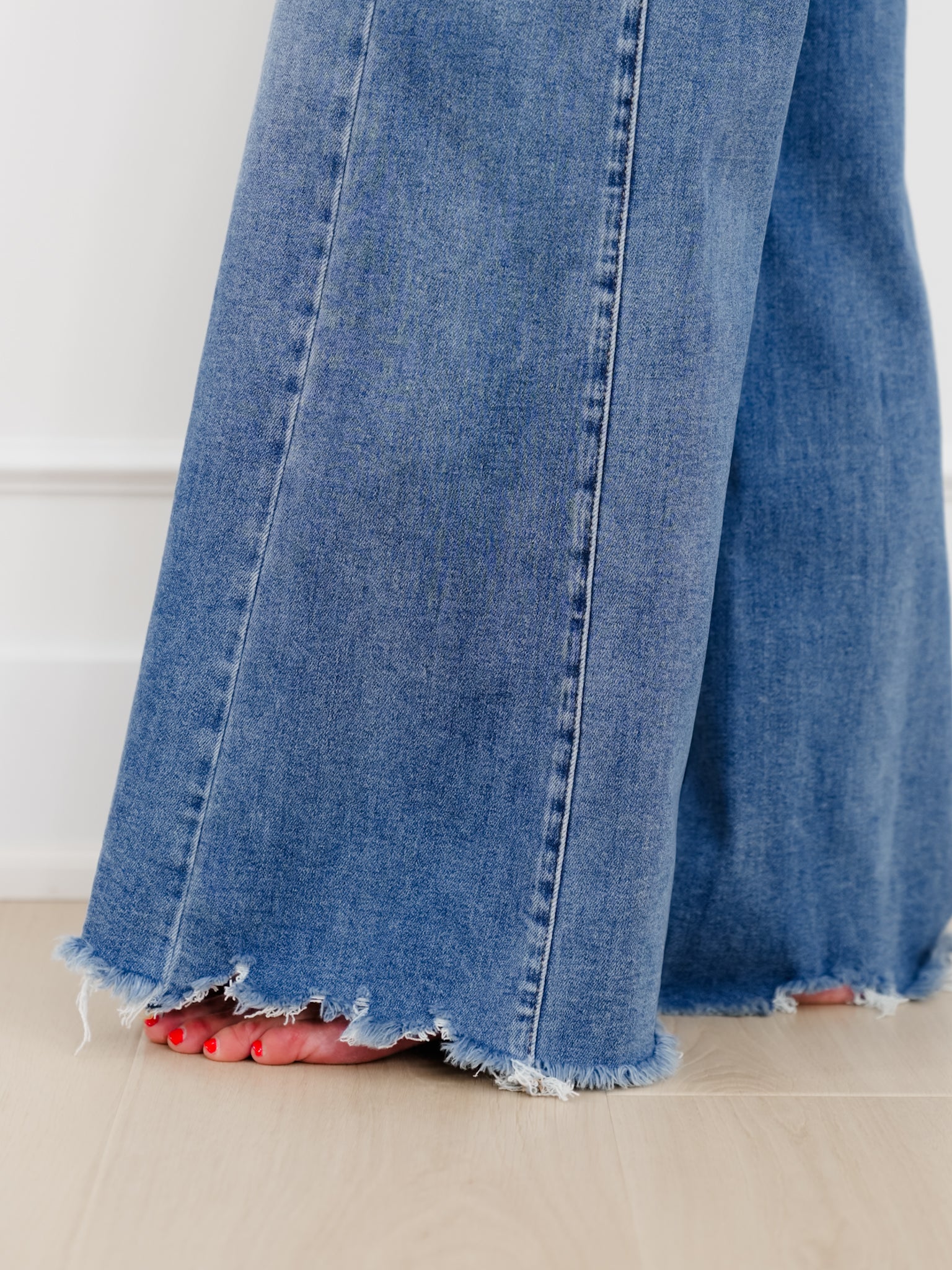 Risen High Rise Medium Wash Wide Leg Jeans - Image 8