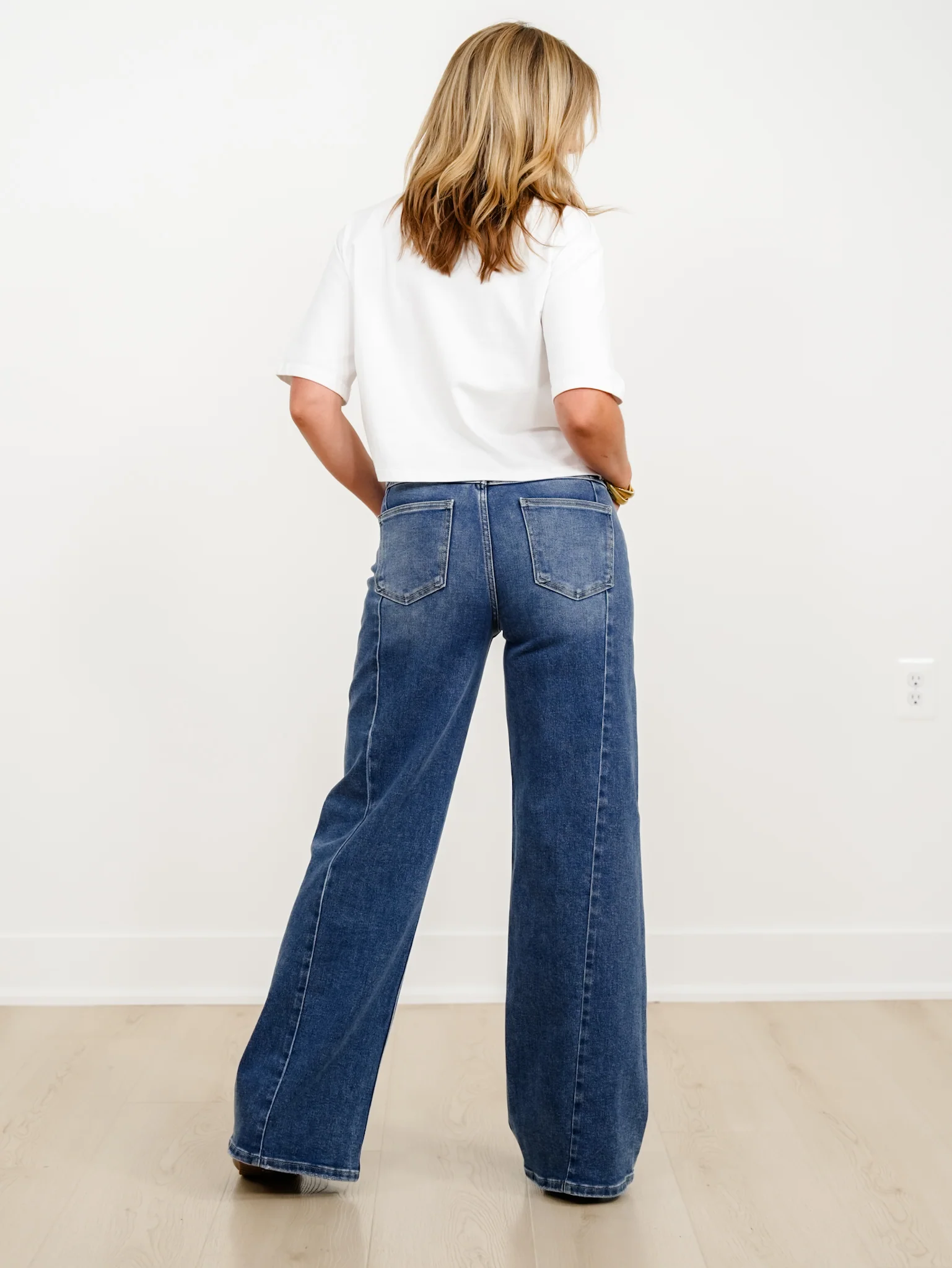 Restock! Risen The Willow Multi Inseam Dark Wash Wide Leg Seam Front Jeans - Image 3