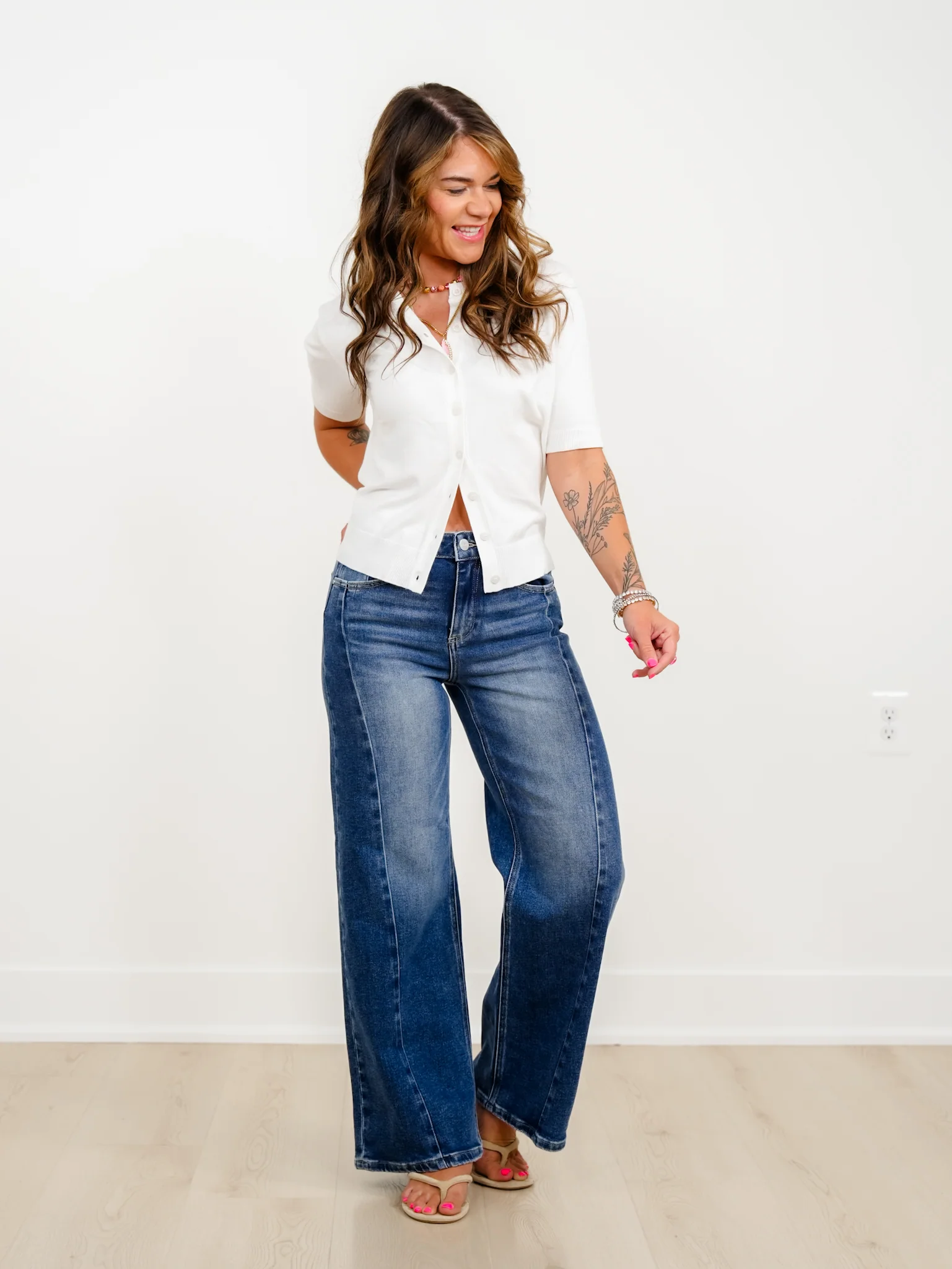 Restock! Risen The Willow Multi Inseam Dark Wash Wide Leg Seam Front Jeans - Image 9