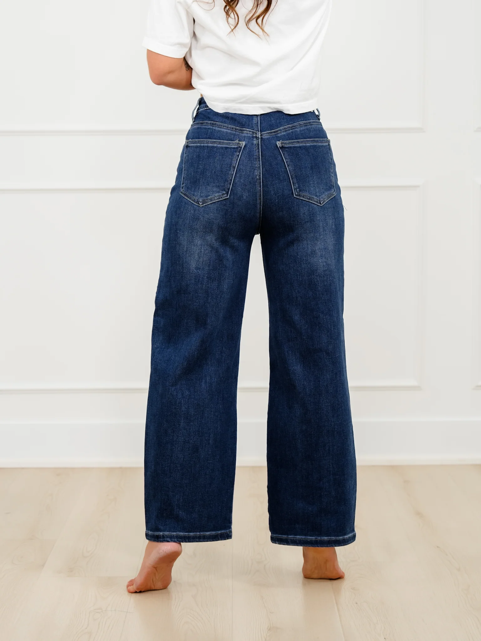 Saige High Rise Dark Wash Tummy Control Low Curve Barrel Jeans - Image 7