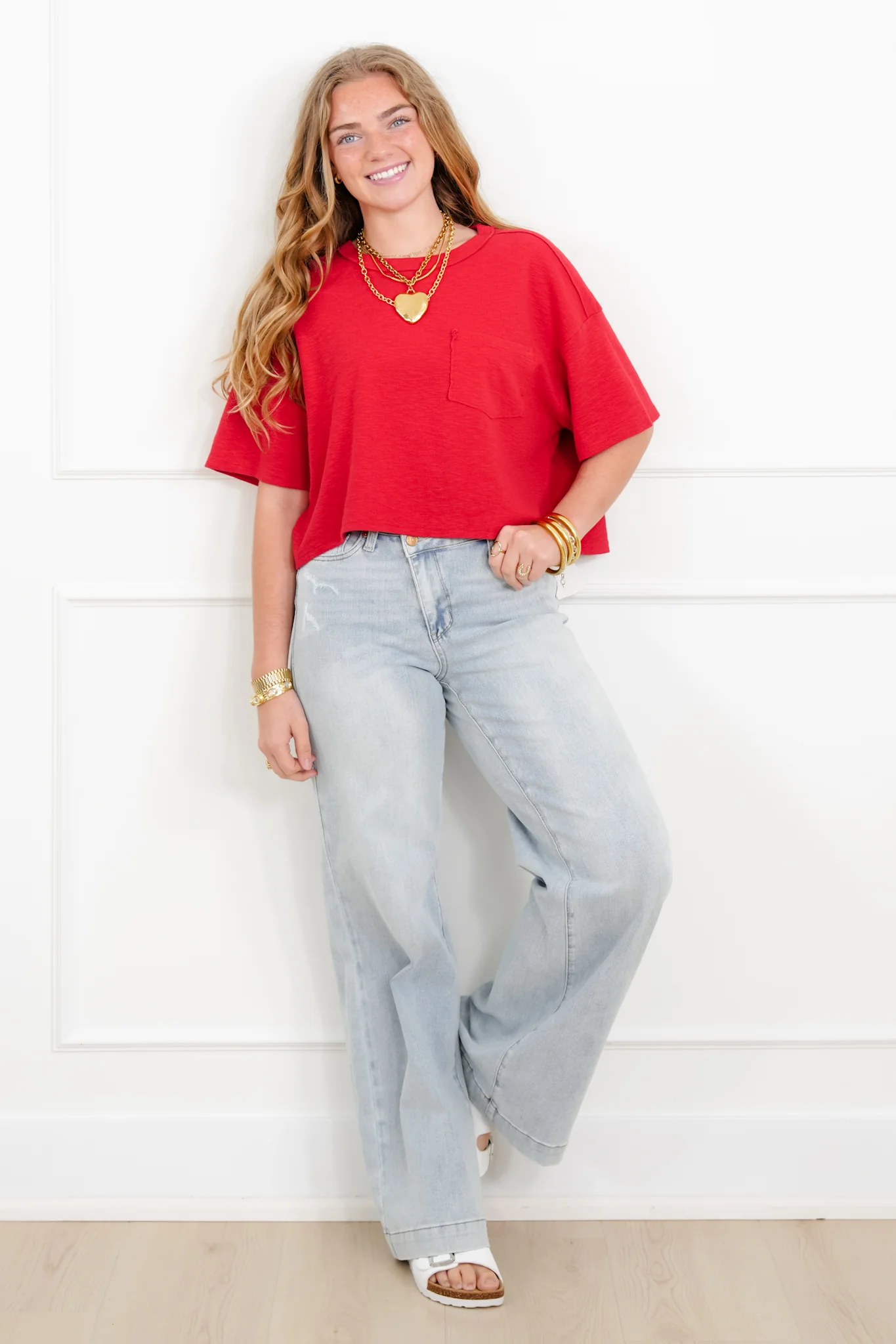 Short Sleeve Crew Neck Boxy Top with Chest Pocket - Image 5
