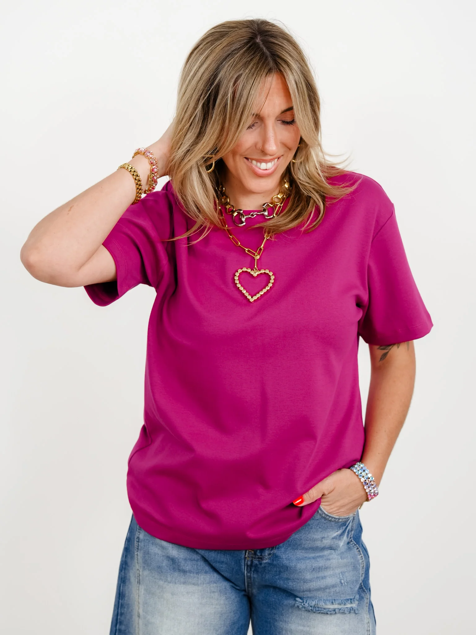 Solid Color Round Neck Short Sleeve Knit Top - Image 2
