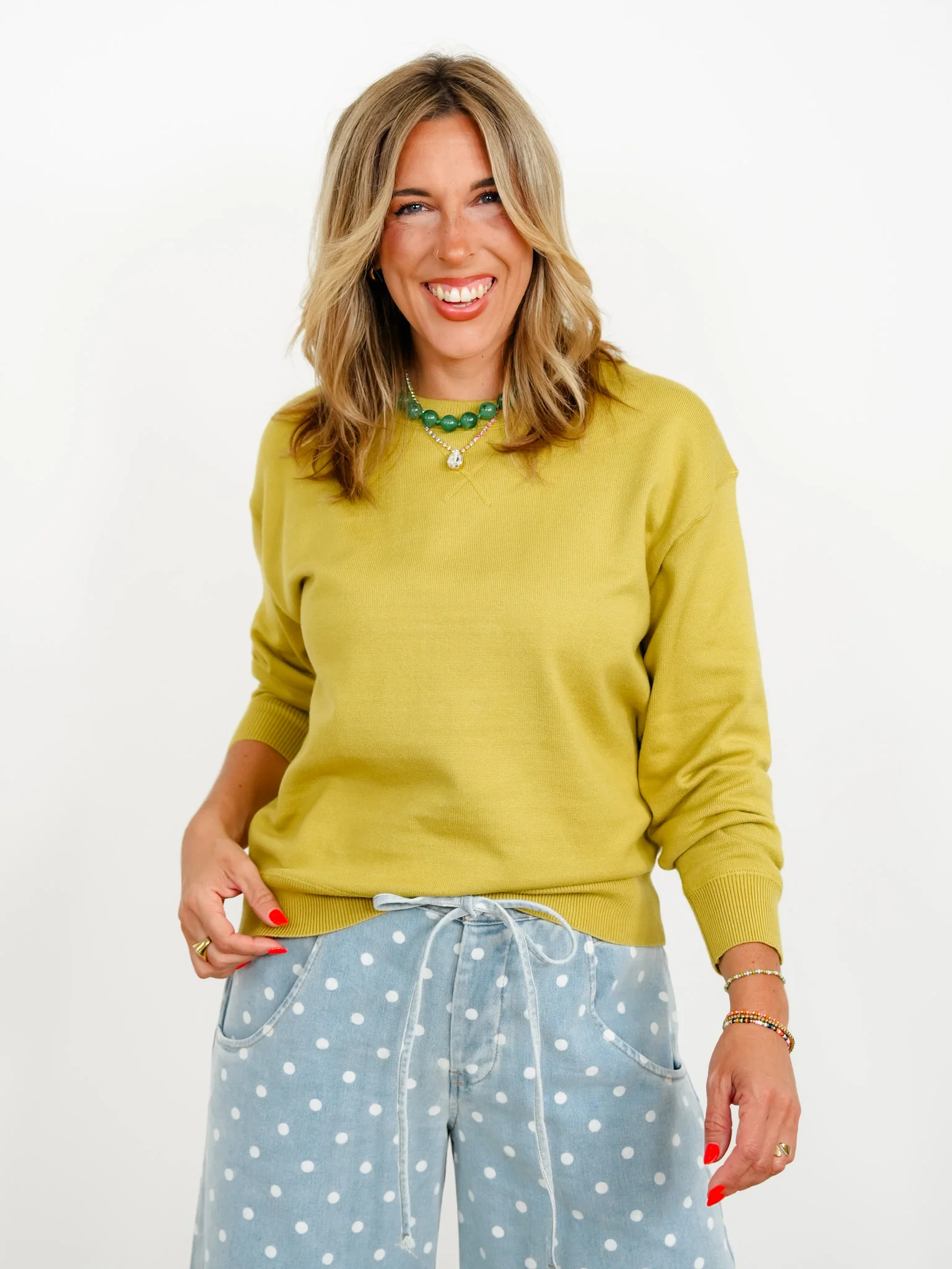 Solid Long Sleeve Crew Neck Pullover Sweater - Image 5