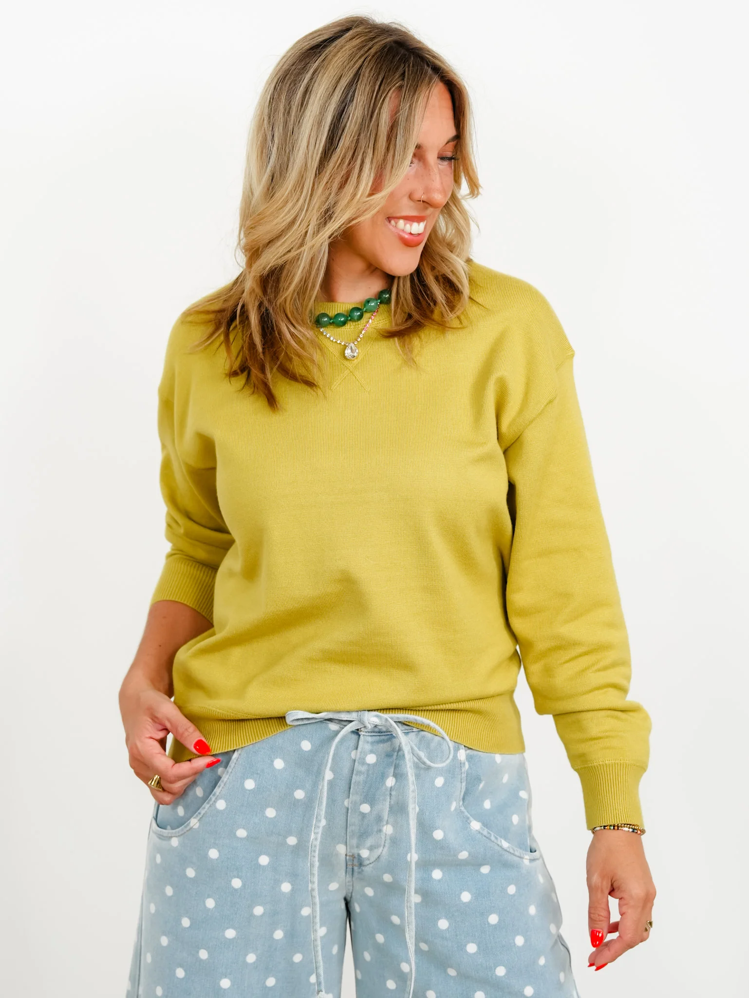 Solid Long Sleeve Crew Neck Pullover Sweater - Image 6