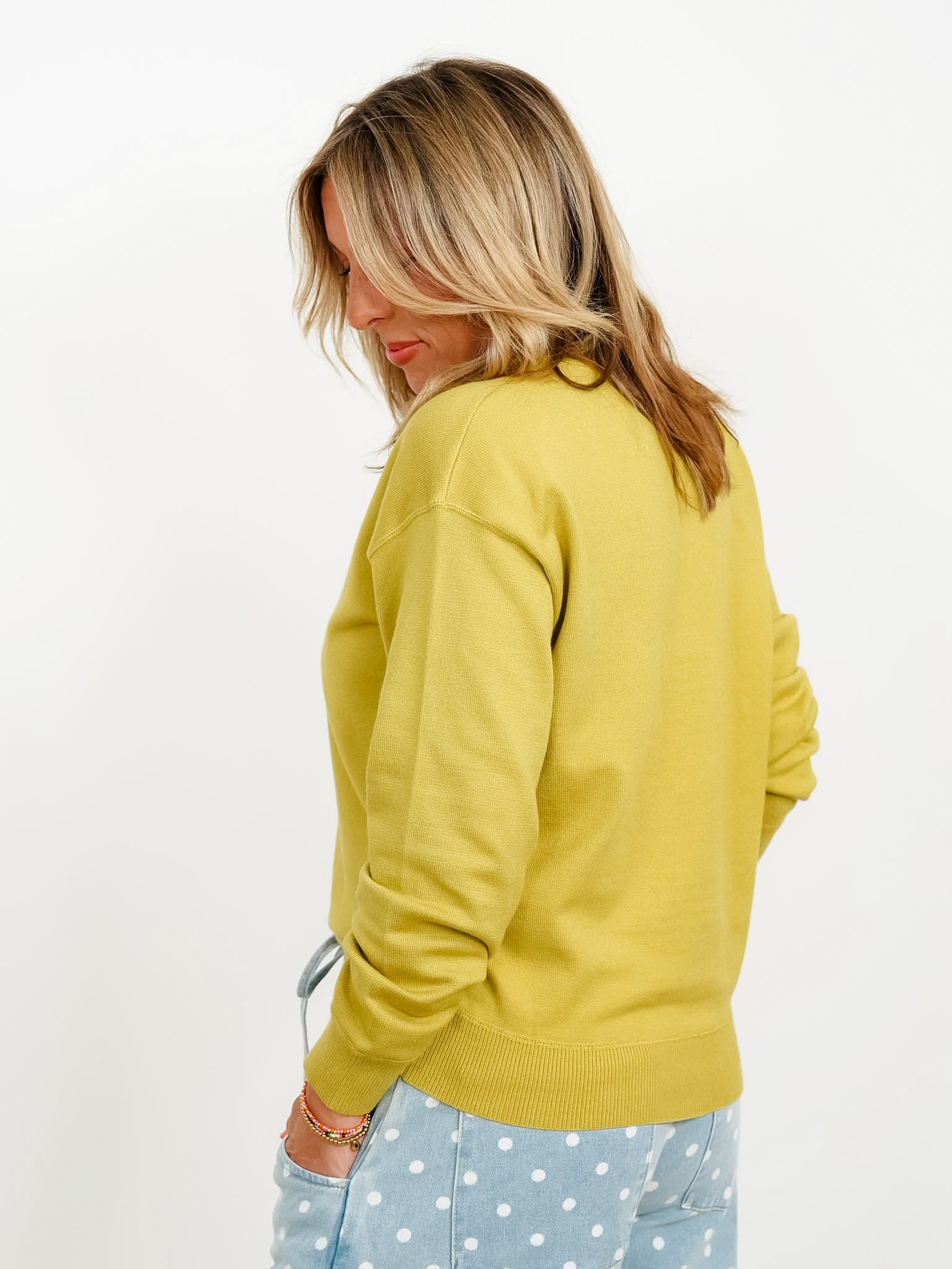 Solid Long Sleeve Crew Neck Pullover Sweater - Image 7