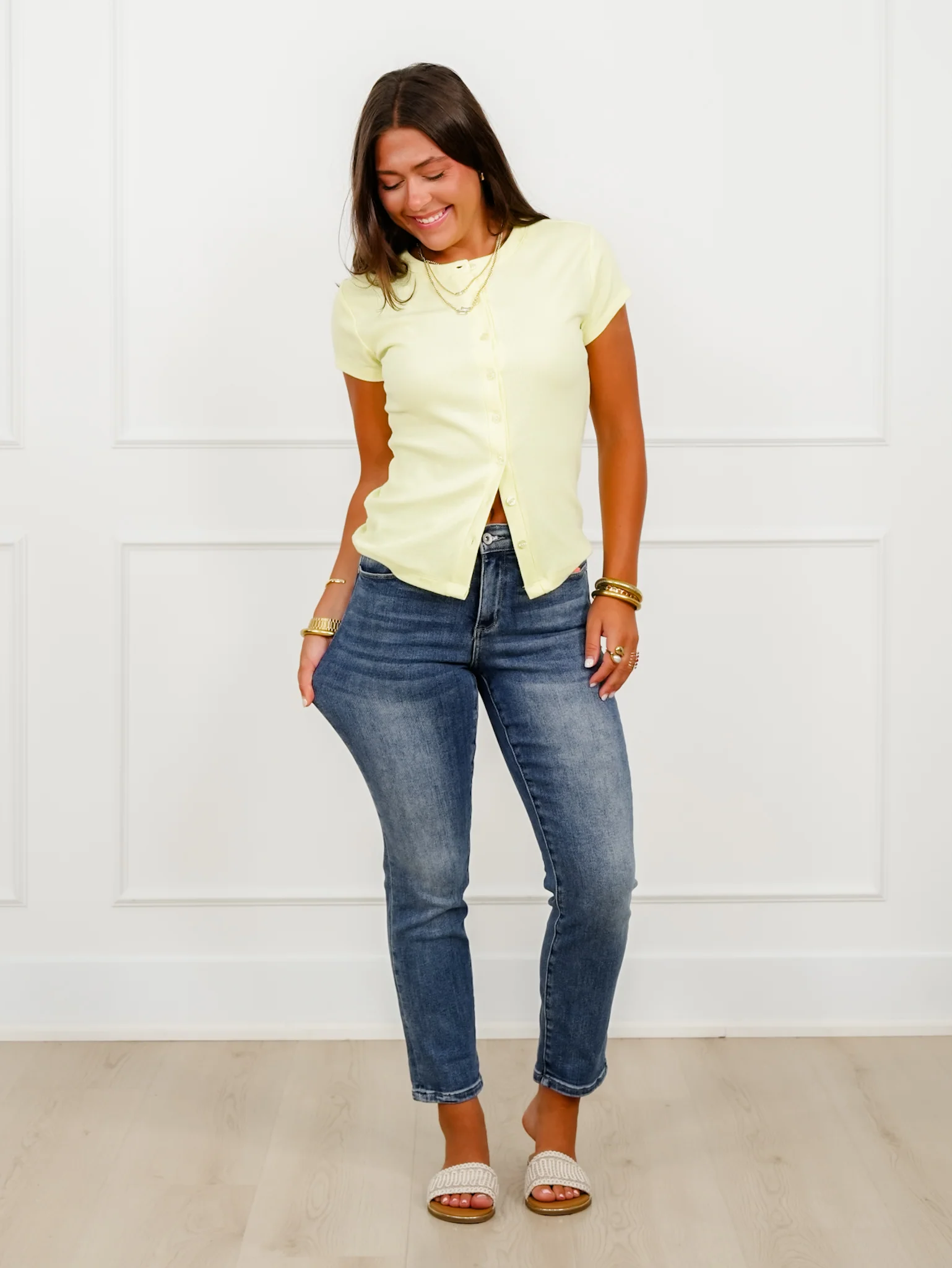 Special A Mid Rise Medium Wash Slim Cuffed Boyfriend Jeans - Image 7