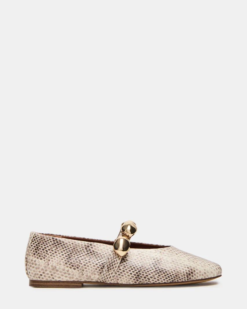 Steve Madden Animal Print Ballet Flats with Gold Link Strap - Image 2