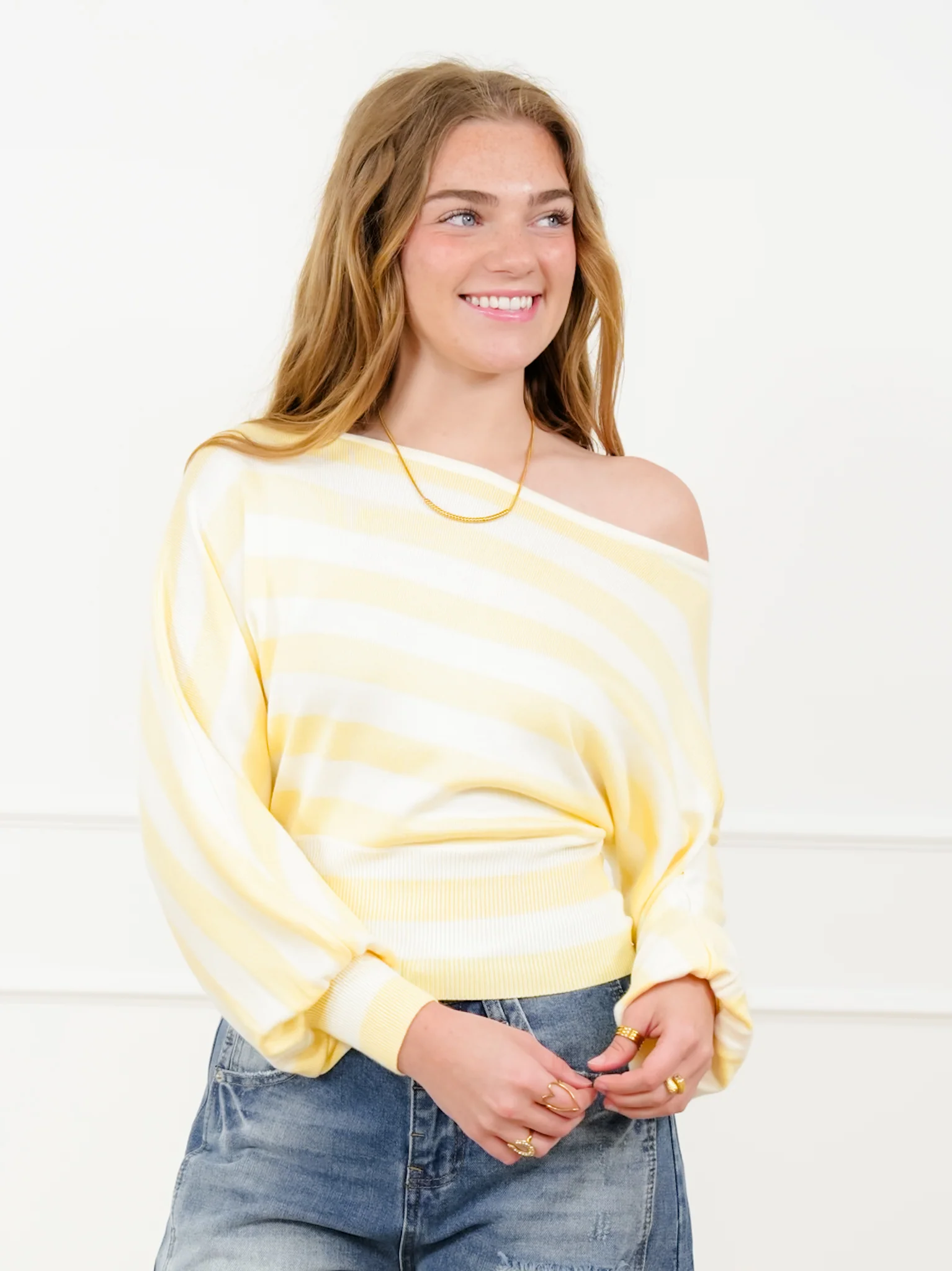 Stripe Long Sleeve Boat Neck Sweater - Image 3