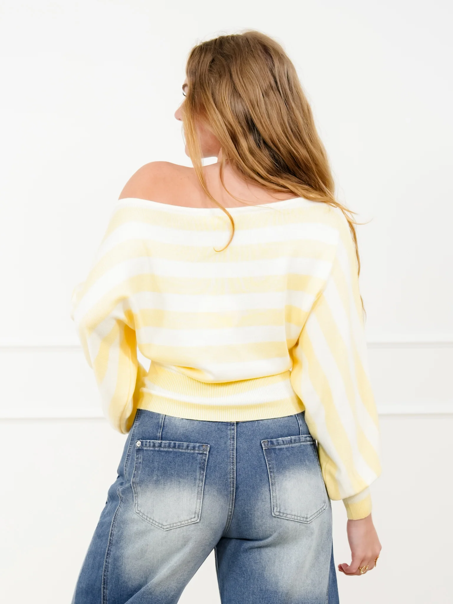 Stripe Long Sleeve Boat Neck Sweater - Image 4