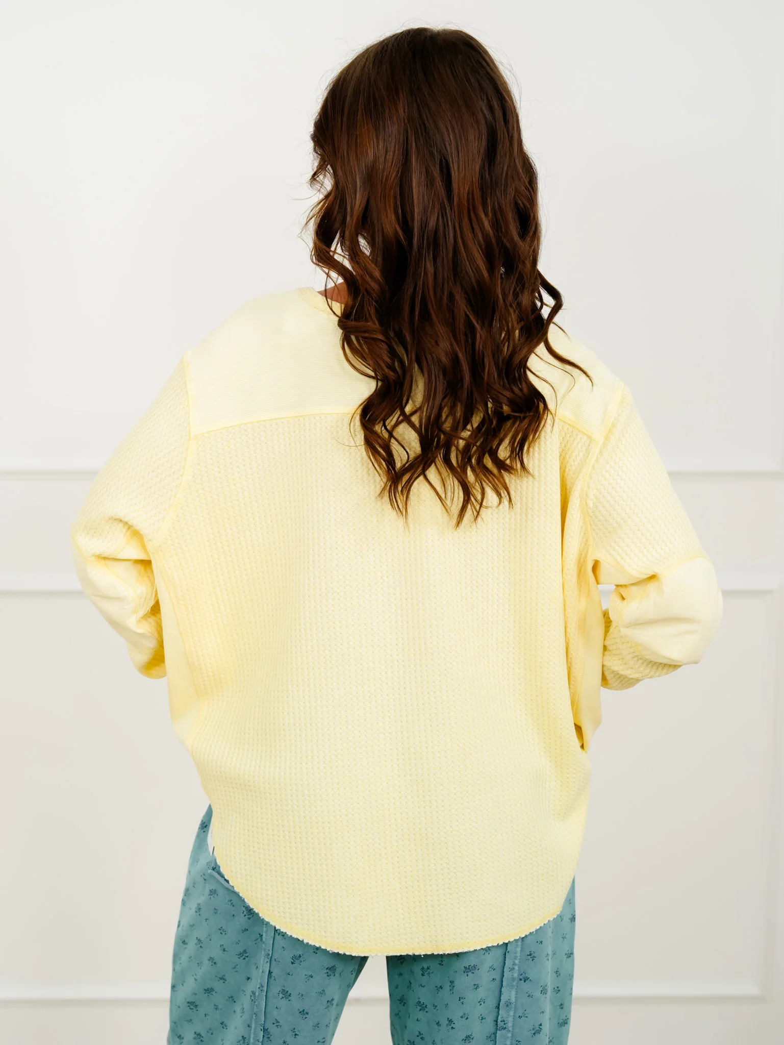 Thermal Knit Long Sleeve Button Up Top - Image 4