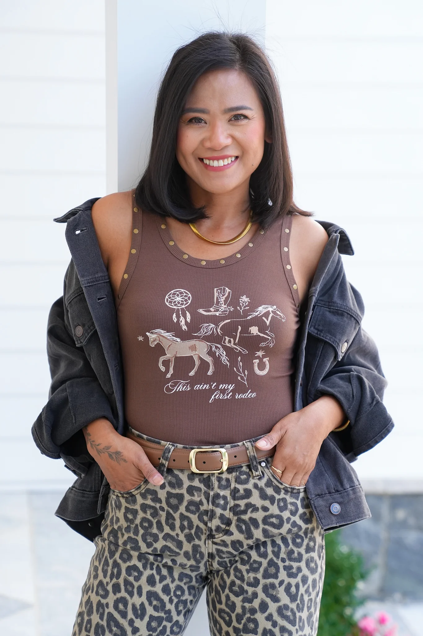 "This Ain't My First Rodeo" Studded Graphic Tank Top - Image 2