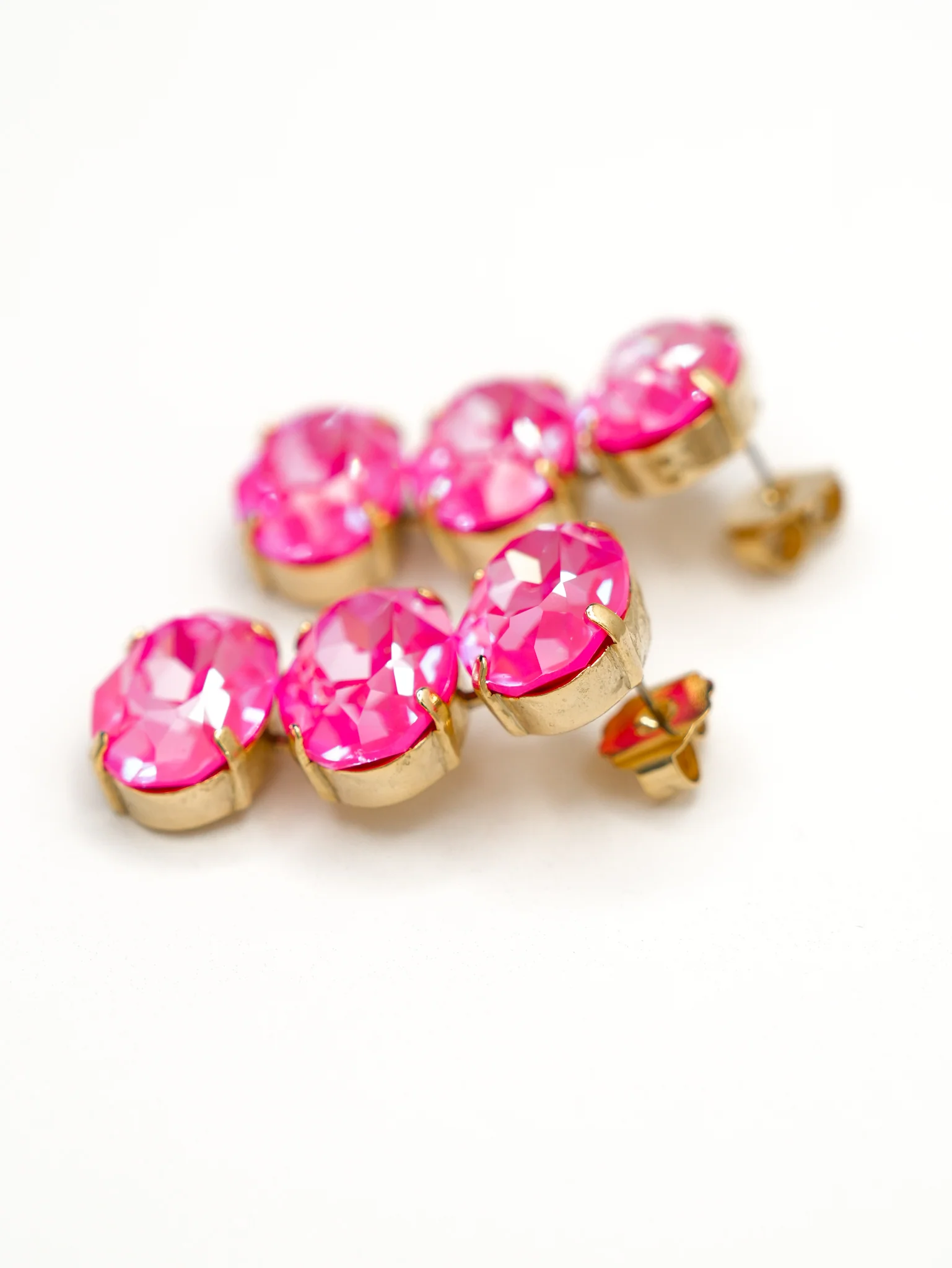 TOVA Hazel Pink Crystal Drop Earrings - Image 4