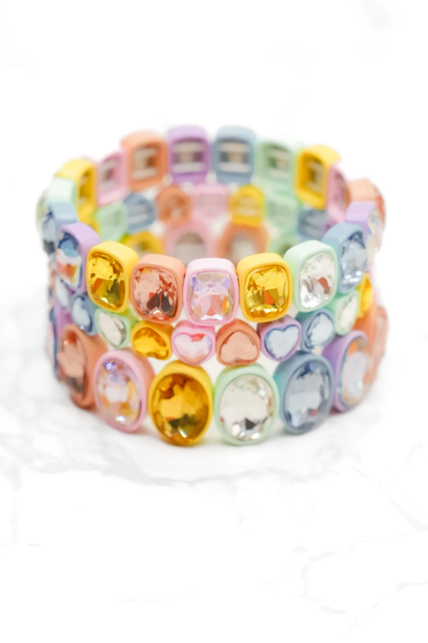 Treasure Jewels Hearts Bejeweled Stack Bracelet Set