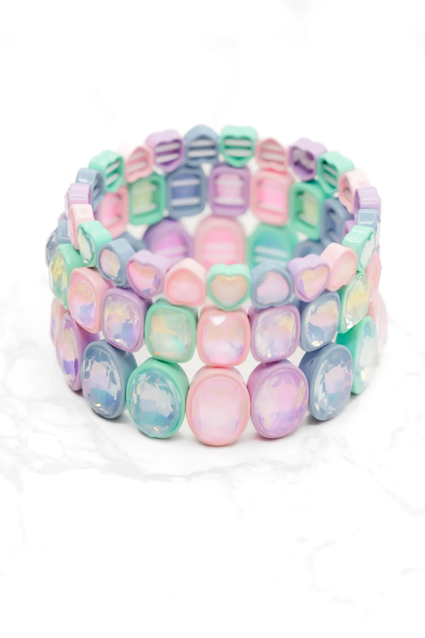 Treasure Jewels Hearts Bejeweled Stack Bracelet Set - Image 3