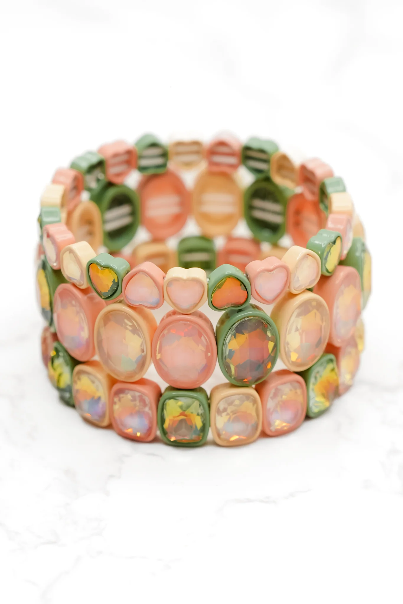 Treasure Jewels Hearts Bejeweled Stack Bracelet Set - Image 4