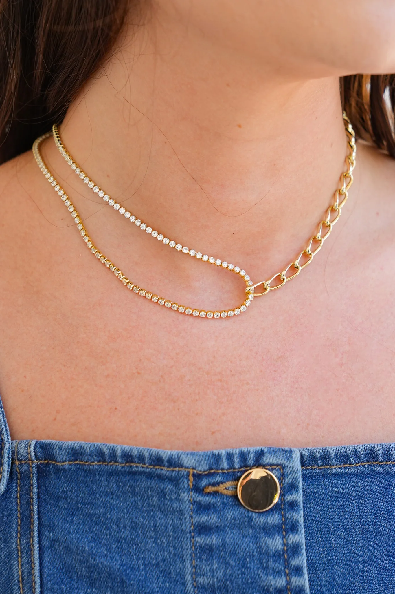 Treasure Jewels Sparkling Double Chain Necklace