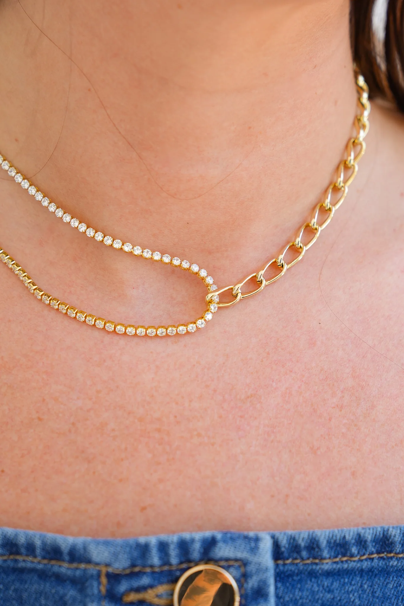 Treasure Jewels Sparkling Double Chain Necklace - Image 2