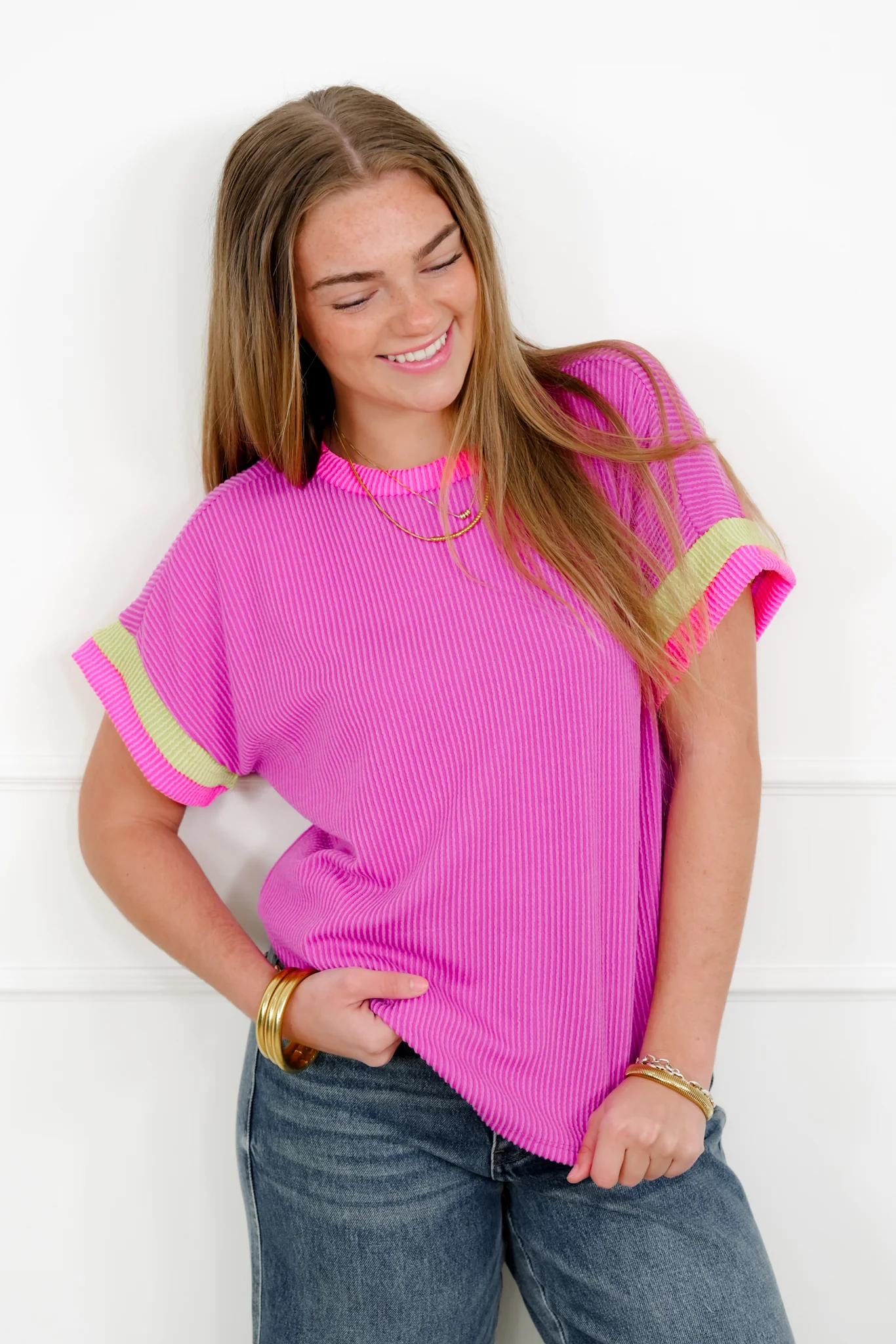 Urban Ribbed Short Sleeve Top with Round Neck - Image 2